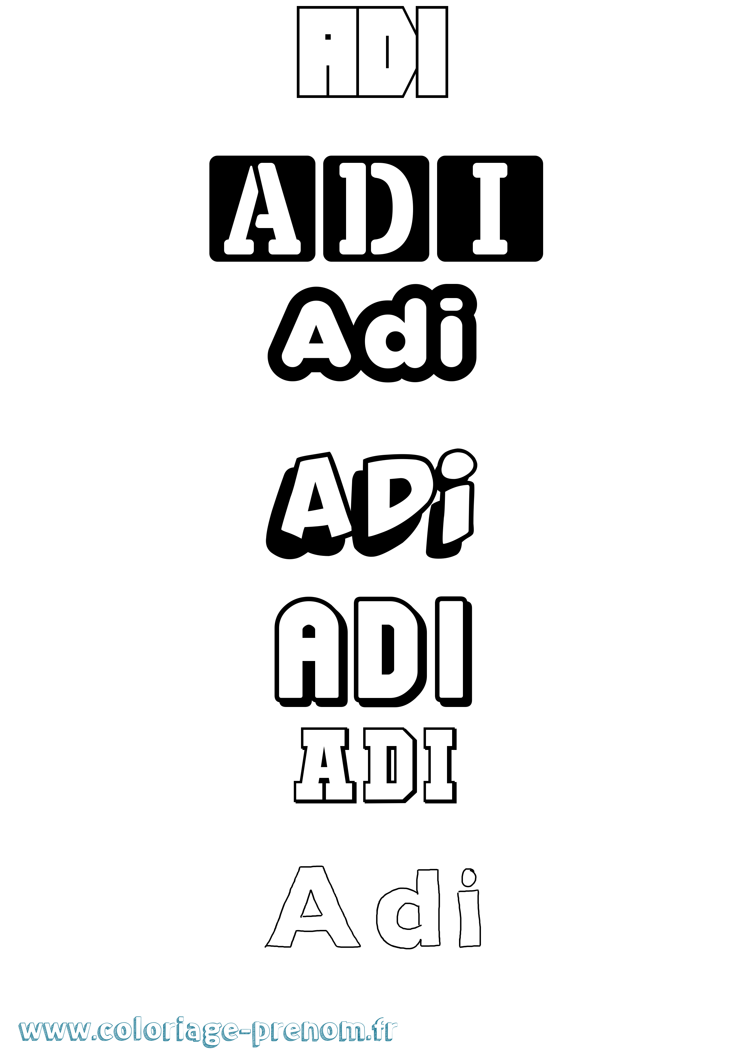 Coloriage Adi Simple Coloriage prénom Adi Simple
