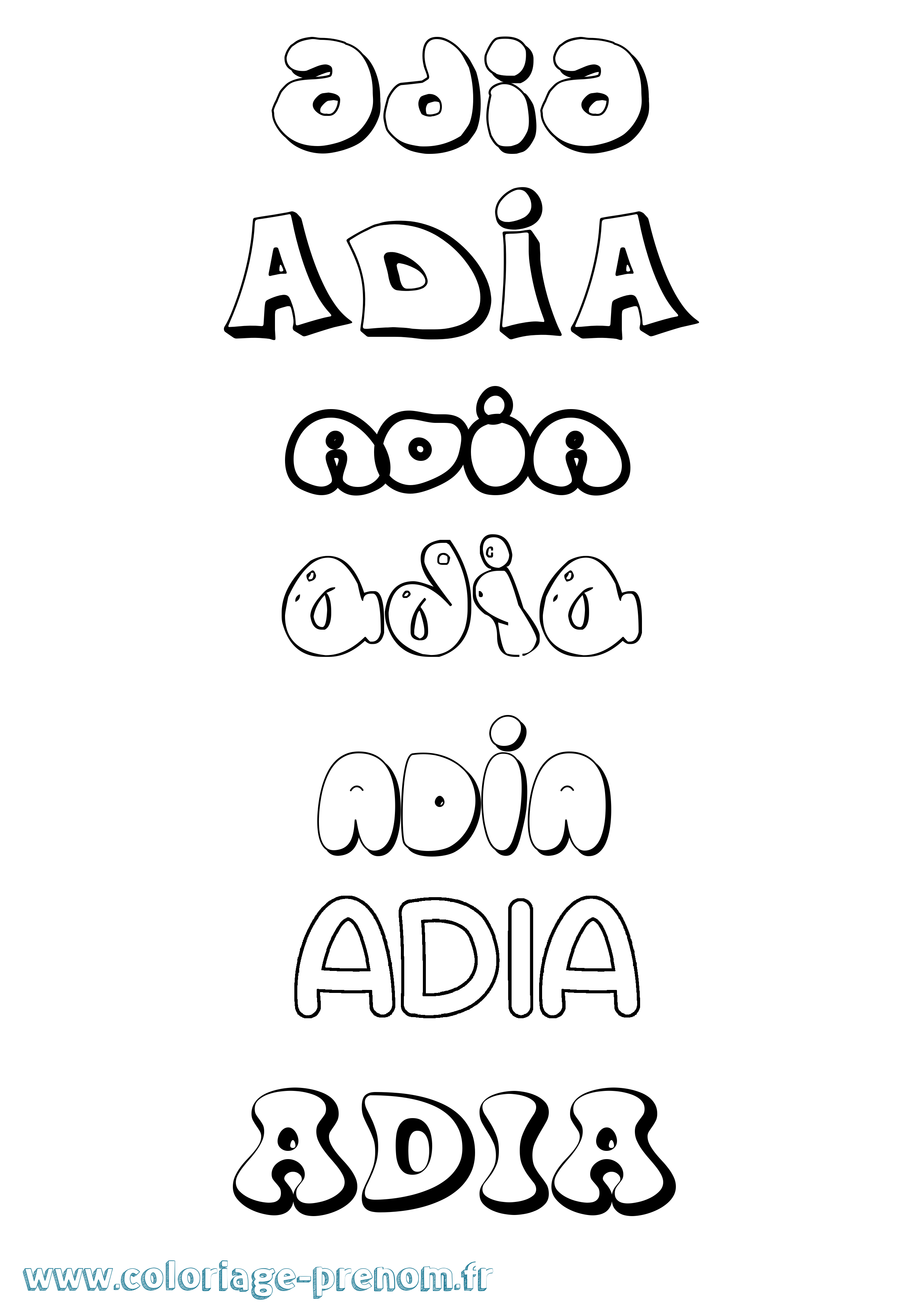 Coloriage Adia Bubble Coloriage prénom Adia Bubble