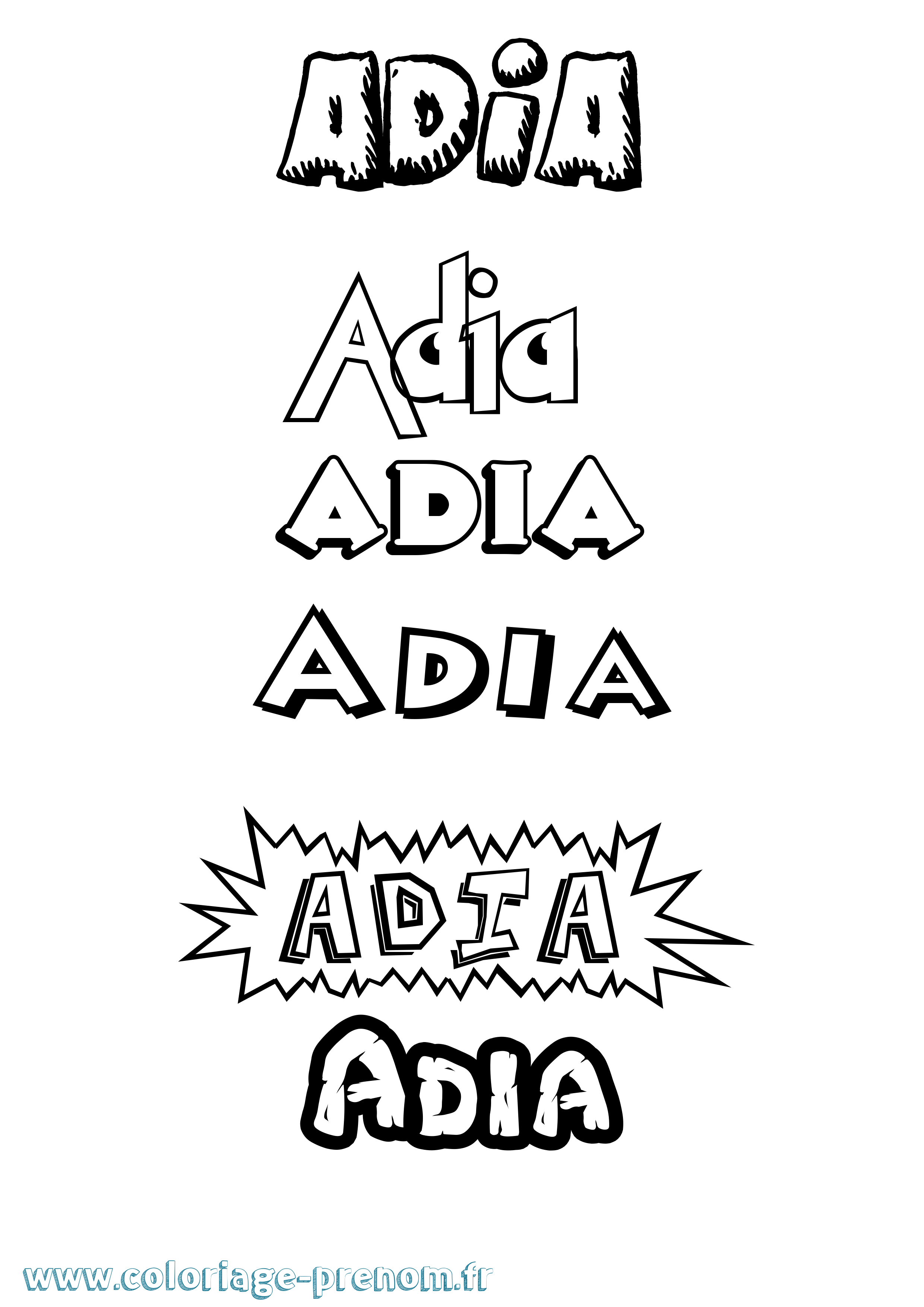 Coloriage Adia Dessin Animé Coloriage prénom Adia Dessin Animé