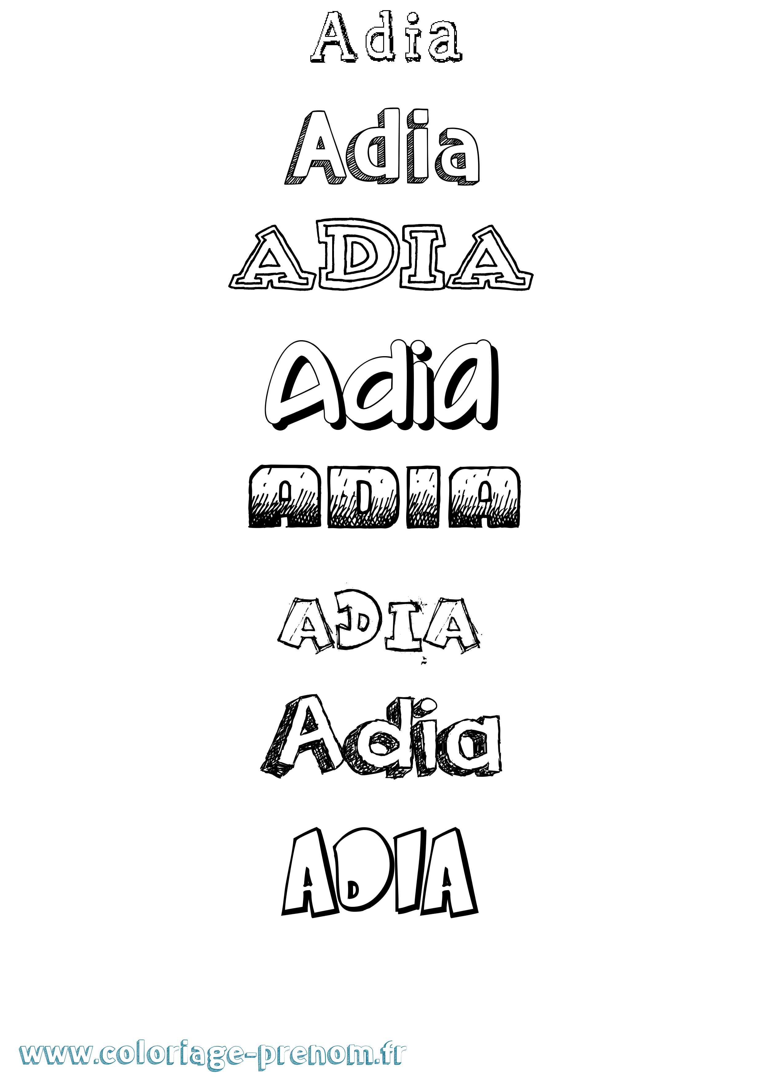 Coloriage Adia Dessiné Coloriage prénom Adia Dessiné