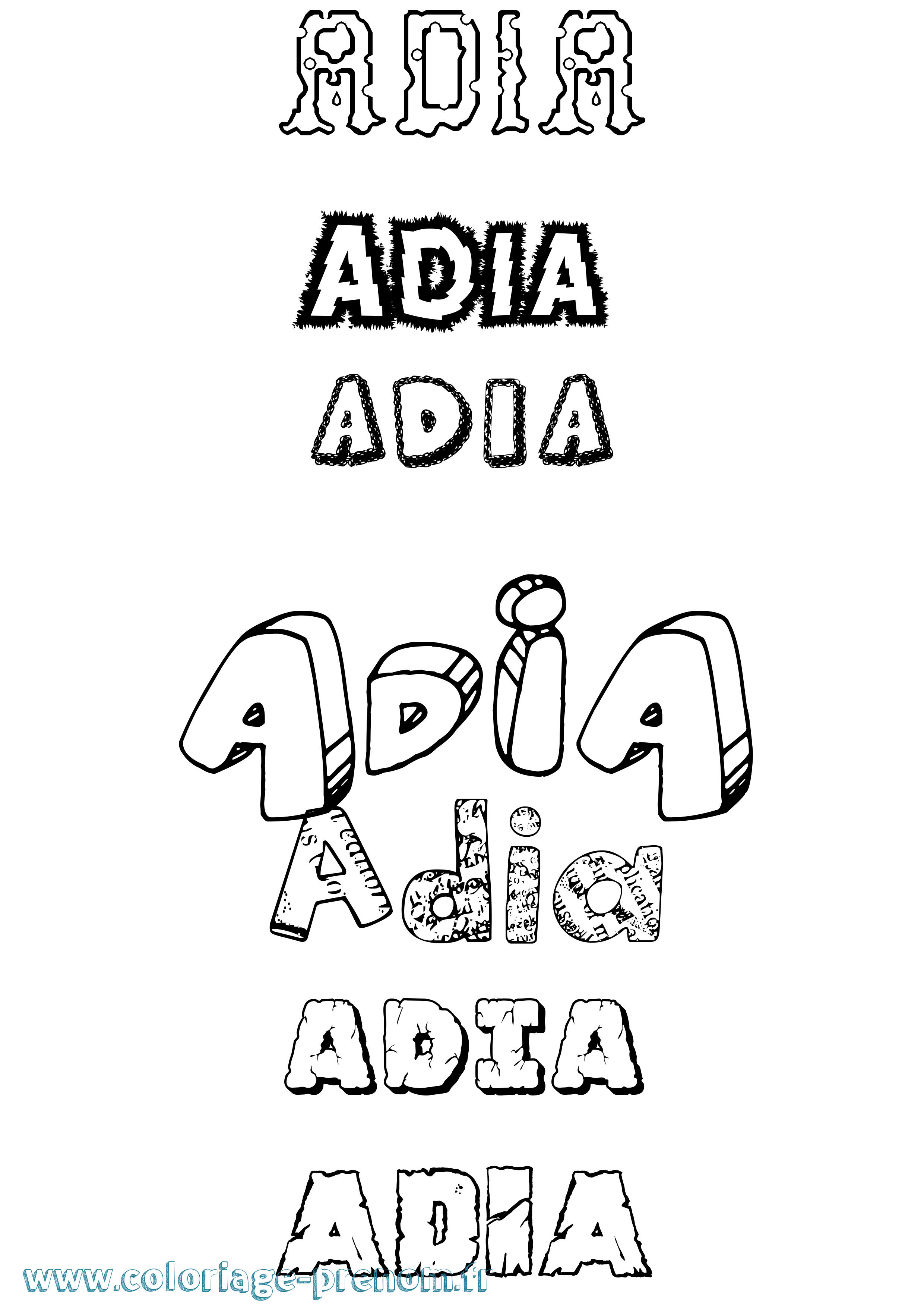 Coloriage Adia Destructuré Coloriage prénom Adia Destructuré