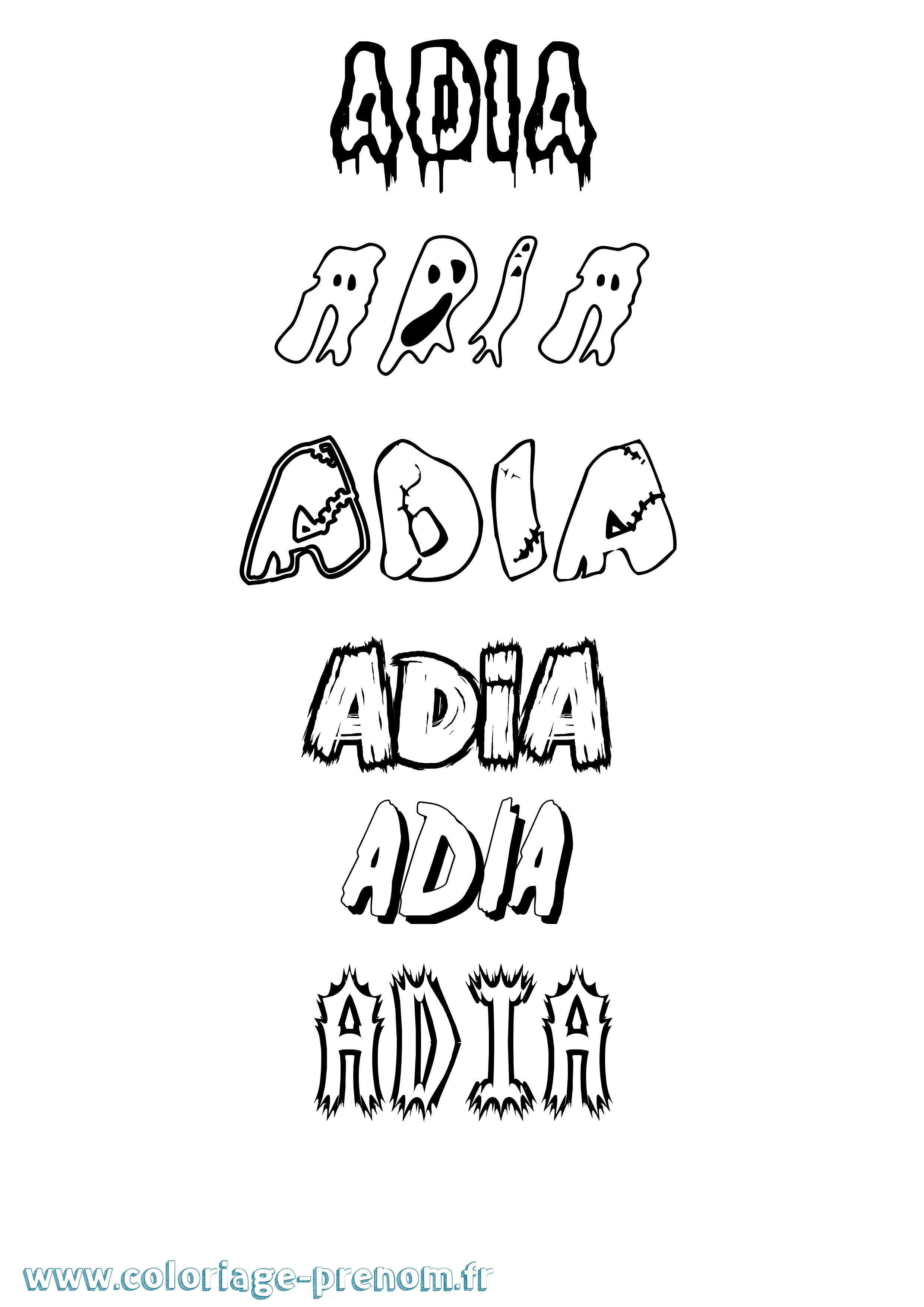 Coloriage Adia Frisson Coloriage prénom Adia Frisson