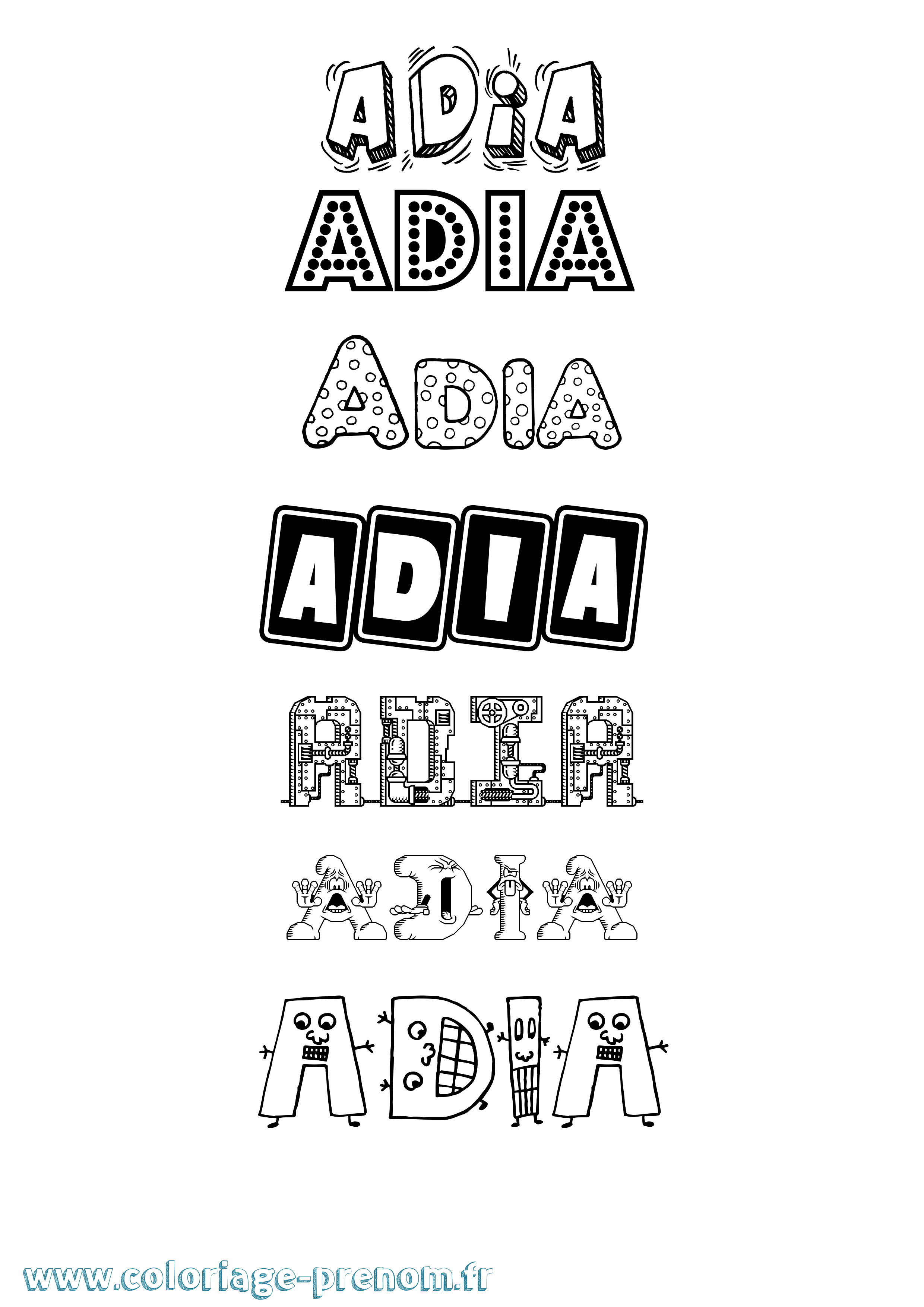 Coloriage Adia Fun Coloriage prénom Adia Fun