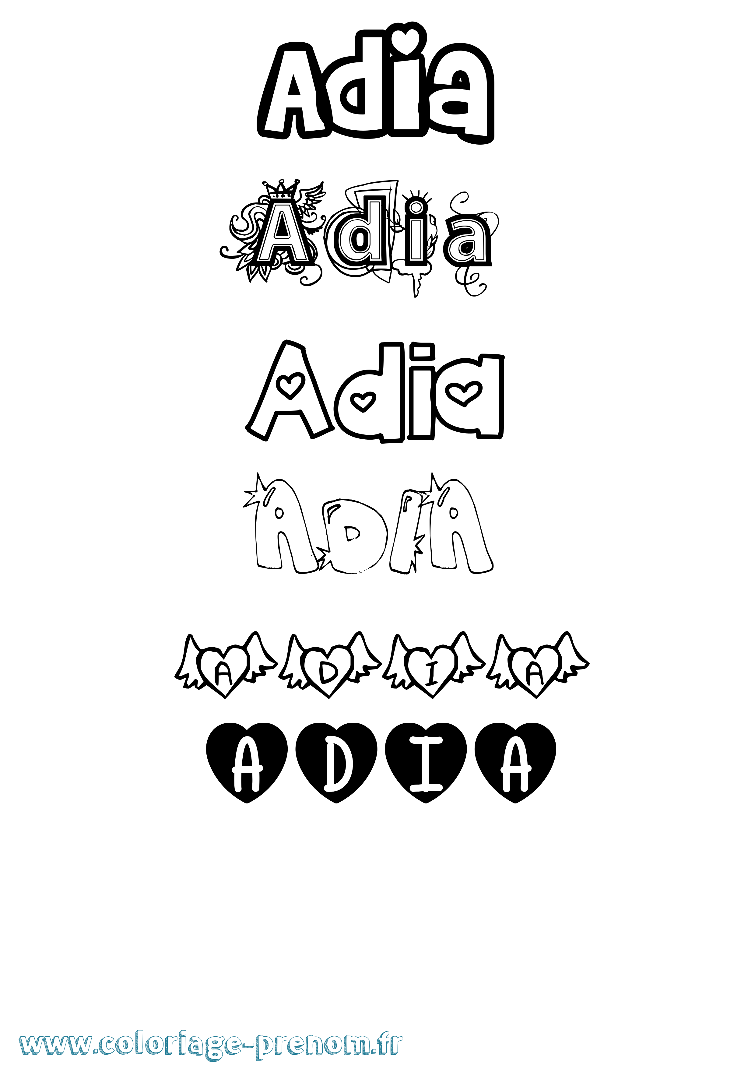 Coloriage Adia Girly Coloriage prénom Adia Girly