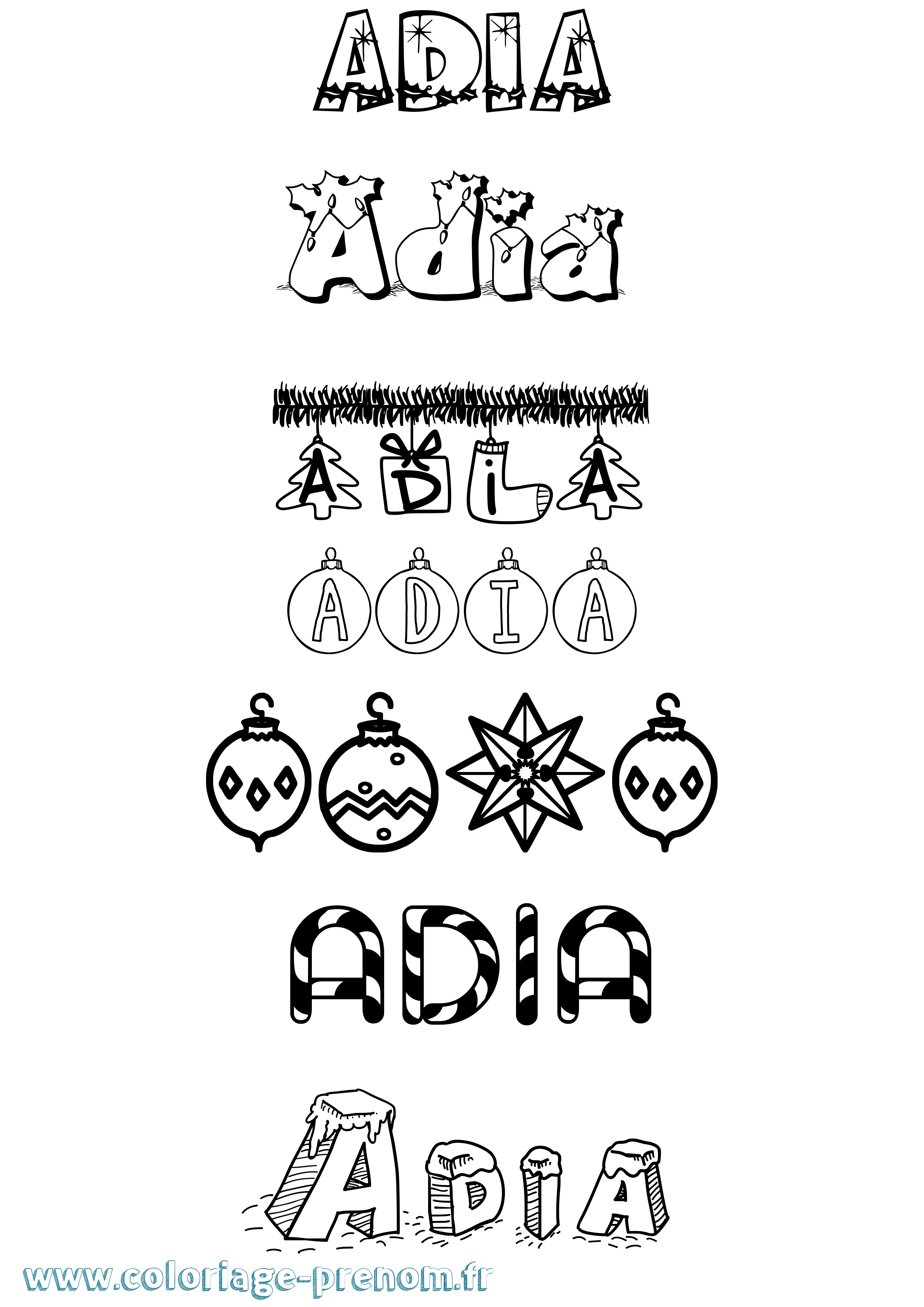 Coloriage Adia Noël Coloriage prénom Adia Noël
