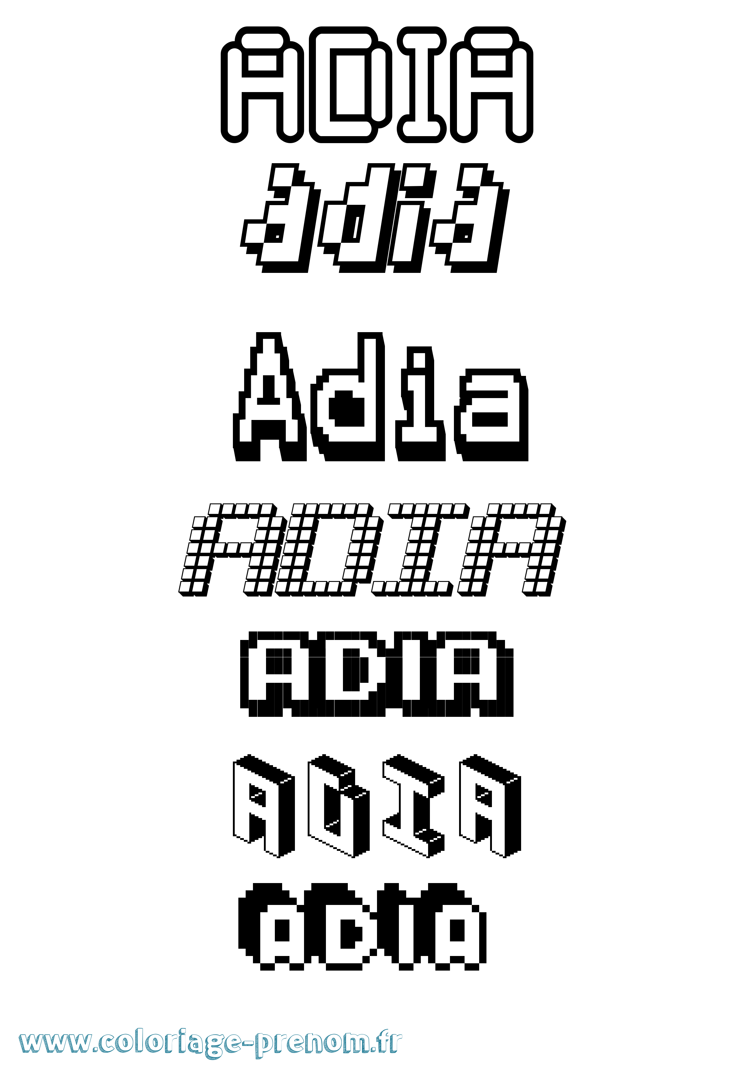 Coloriage Adia Pixel Coloriage prénom Adia Pixel