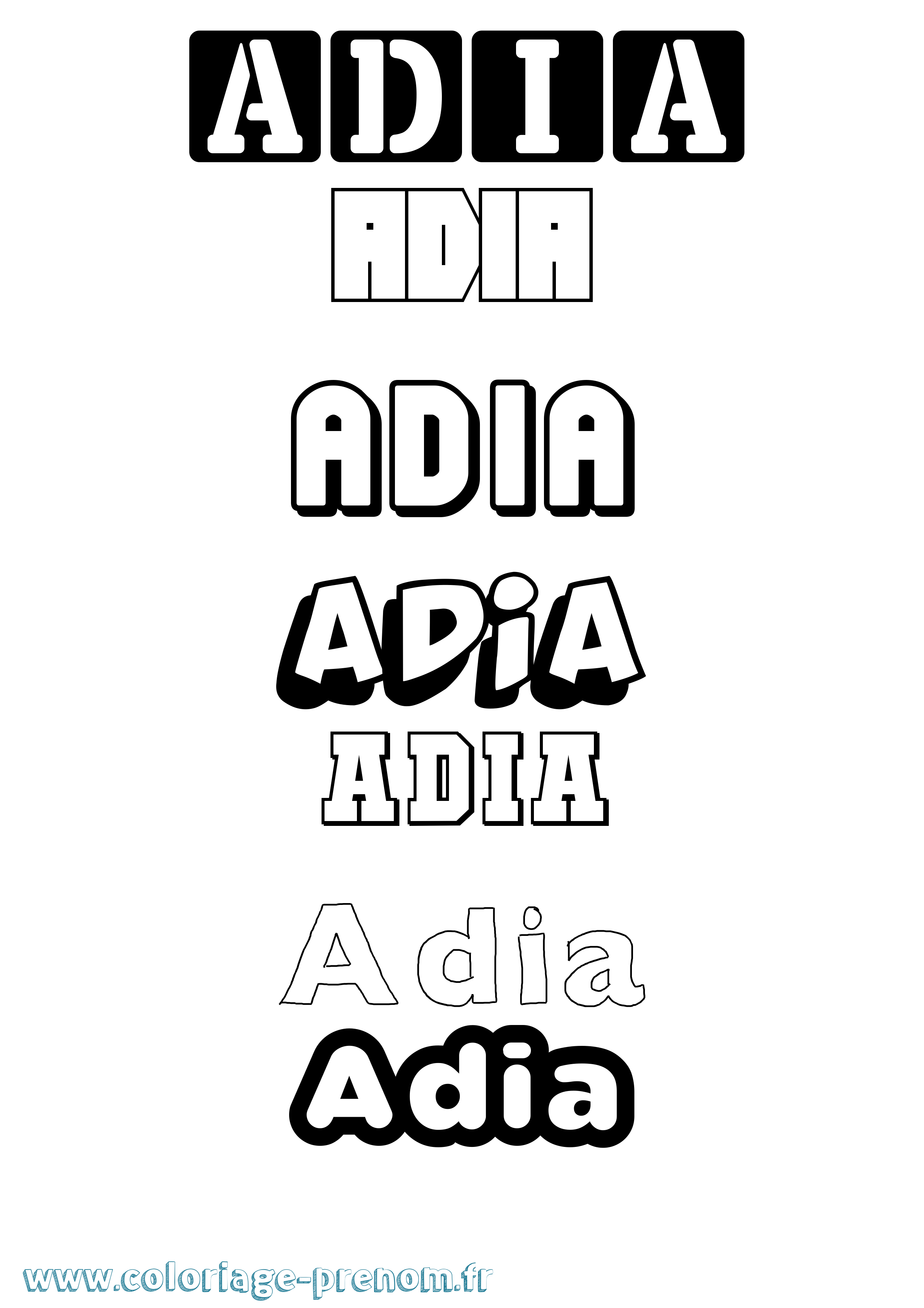 Coloriage Adia Simple Coloriage prénom Adia Simple