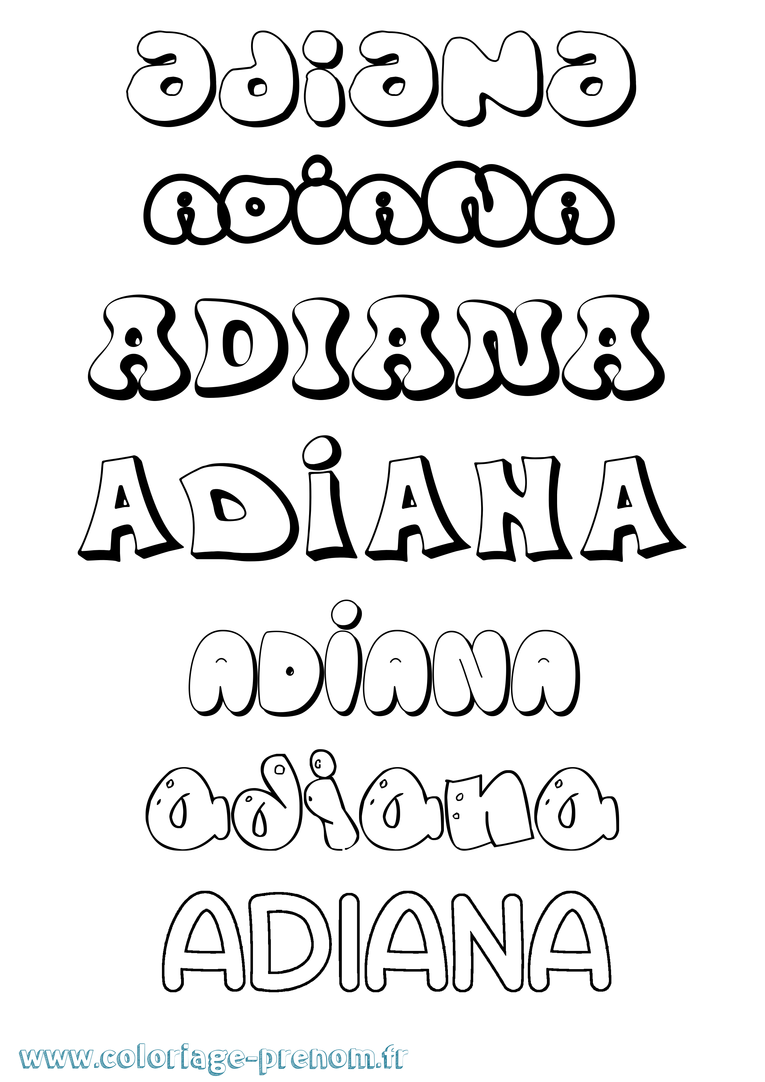 Coloriage Adiana Bubble Coloriage prénom Adiana Bubble