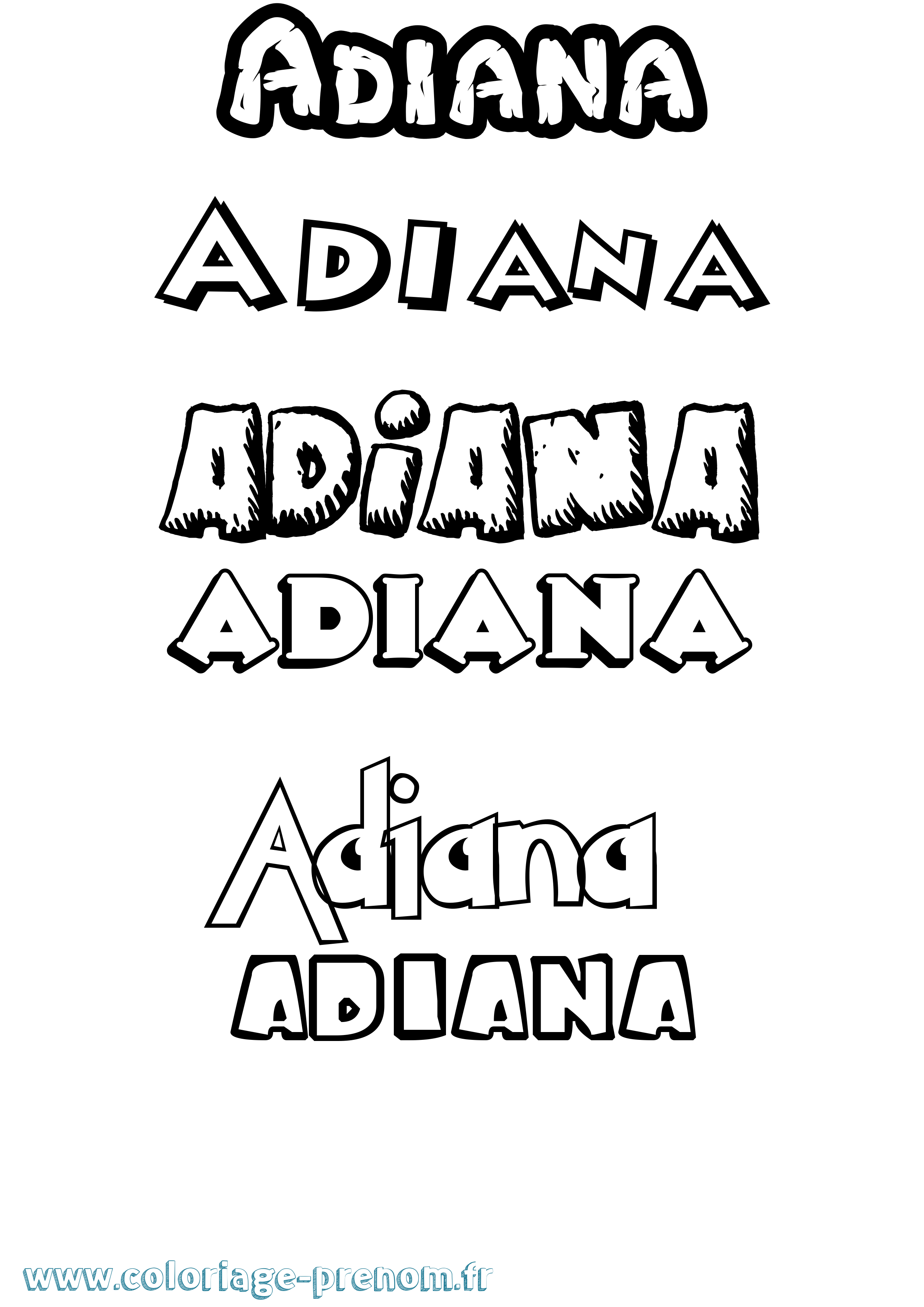 Coloriage Adiana Dessin Animé Coloriage prénom Adiana Dessin Animé