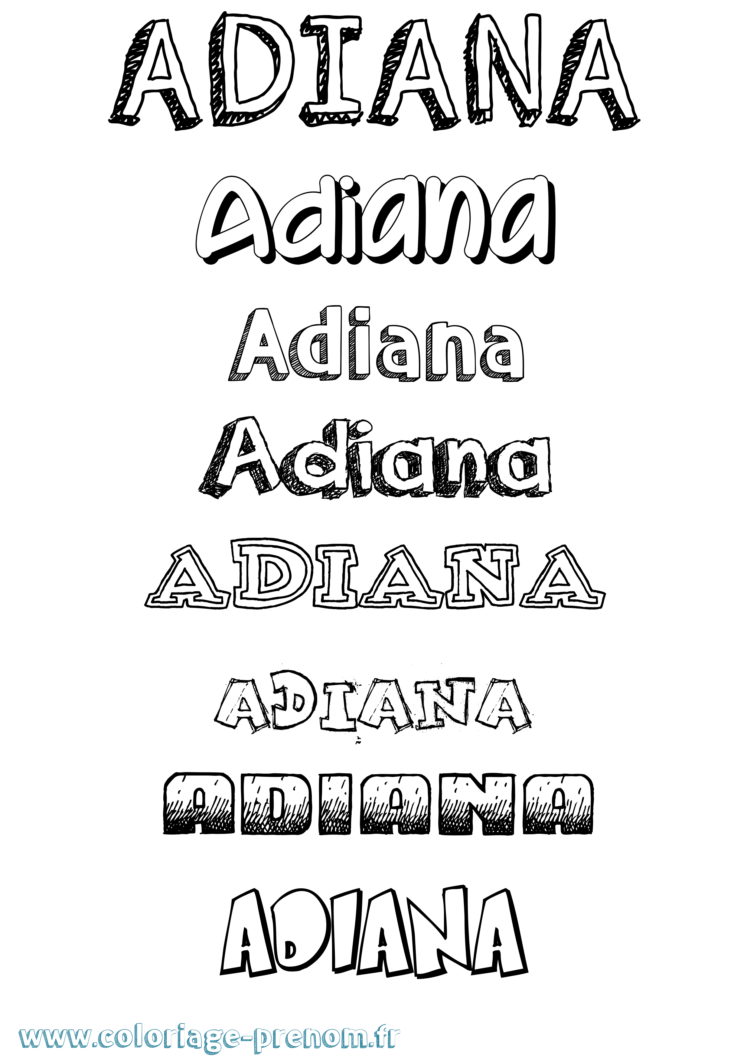 Coloriage prénom Adiana Dessiné