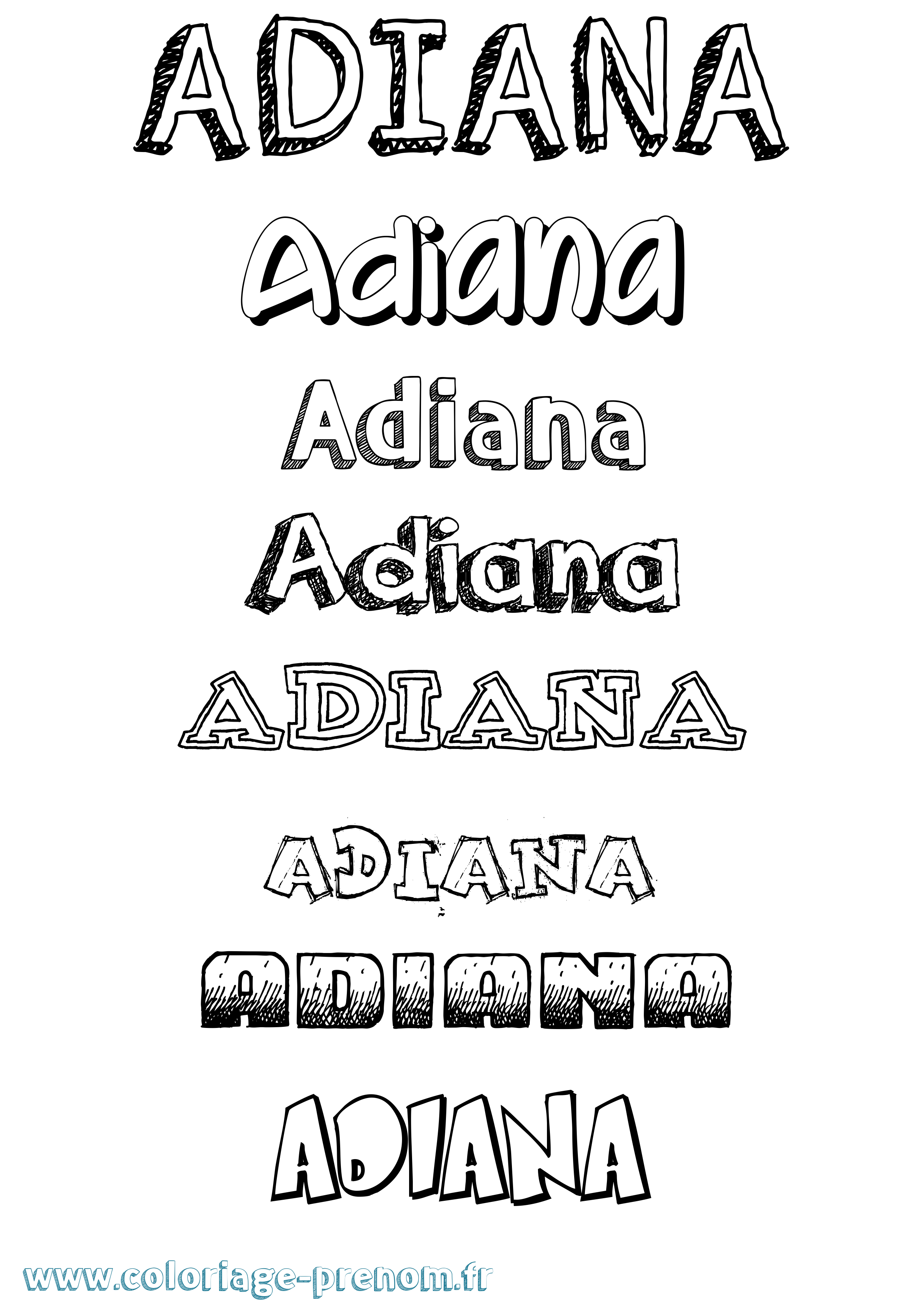 Coloriage Adiana Dessiné Coloriage prénom Adiana Dessiné