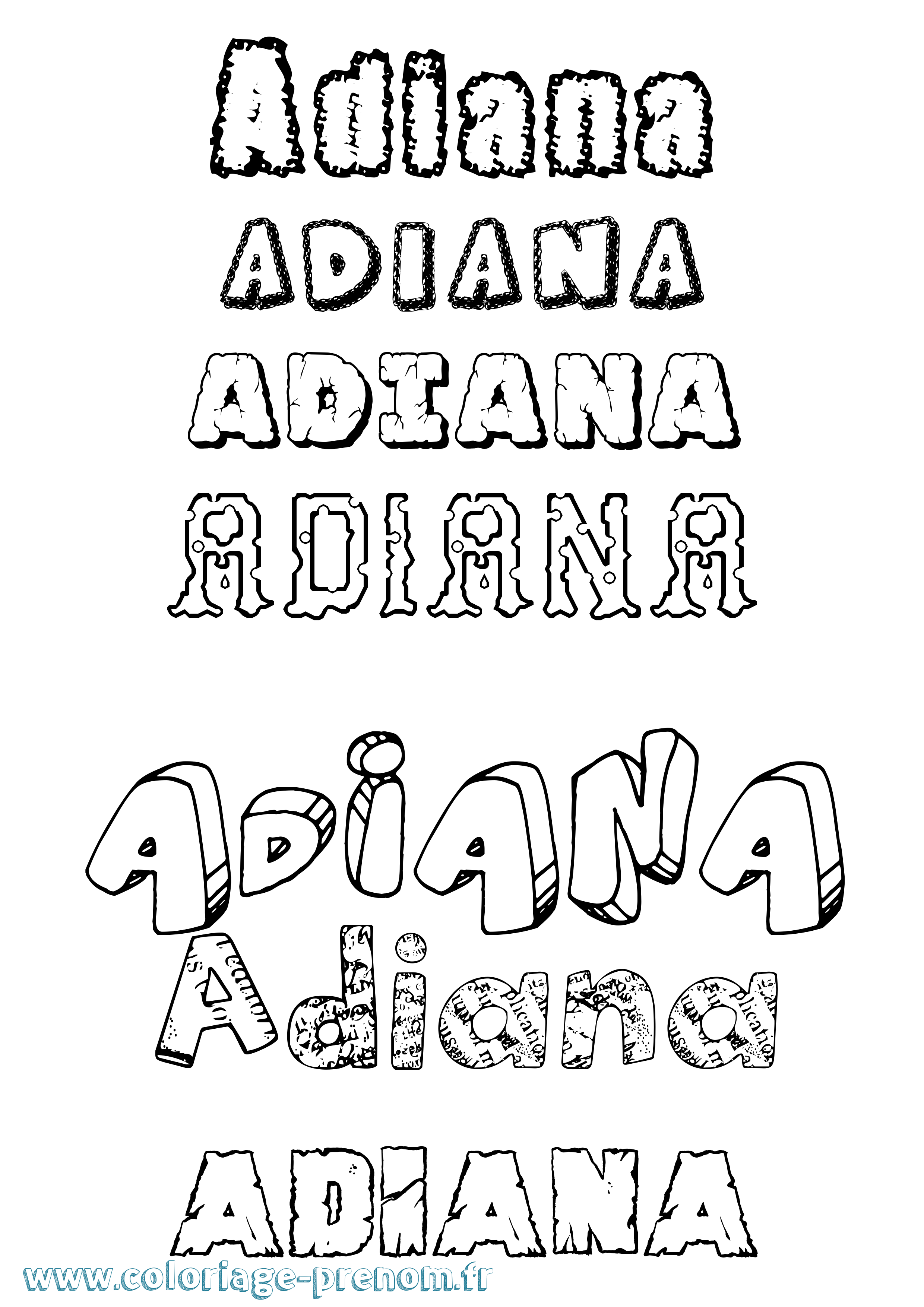 Coloriage Adiana Destructuré Coloriage prénom Adiana Destructuré