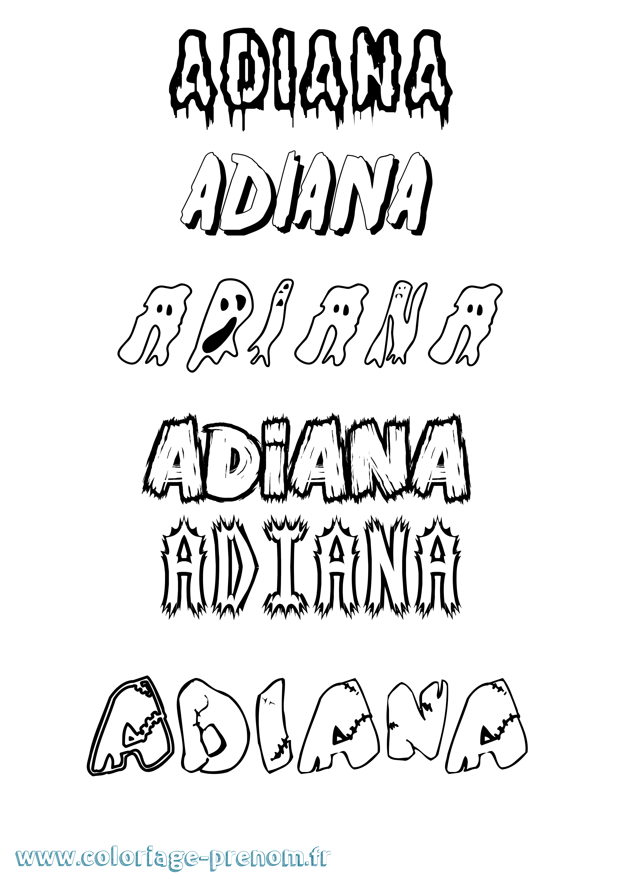 Coloriage Adiana Frisson Coloriage prénom Adiana Frisson