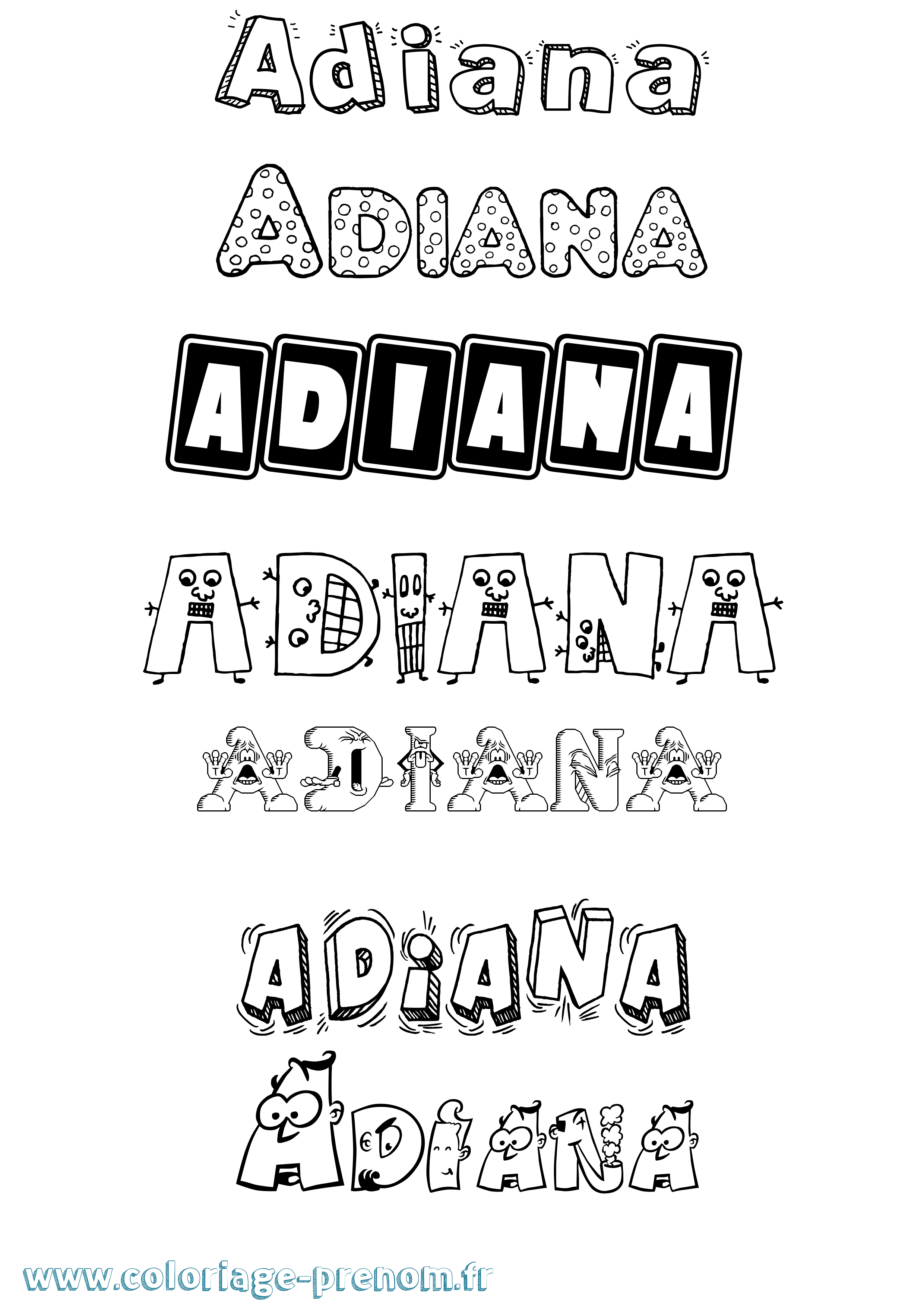 Coloriage prénom Adiana Fun