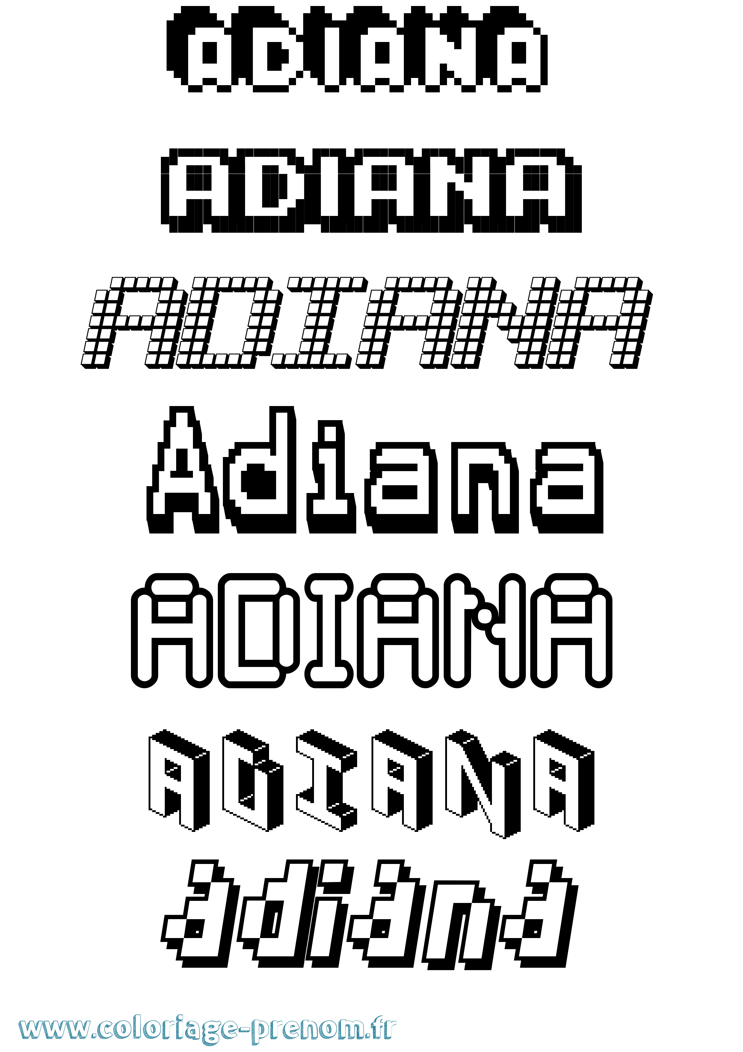 Coloriage prénom Adiana Pixel
