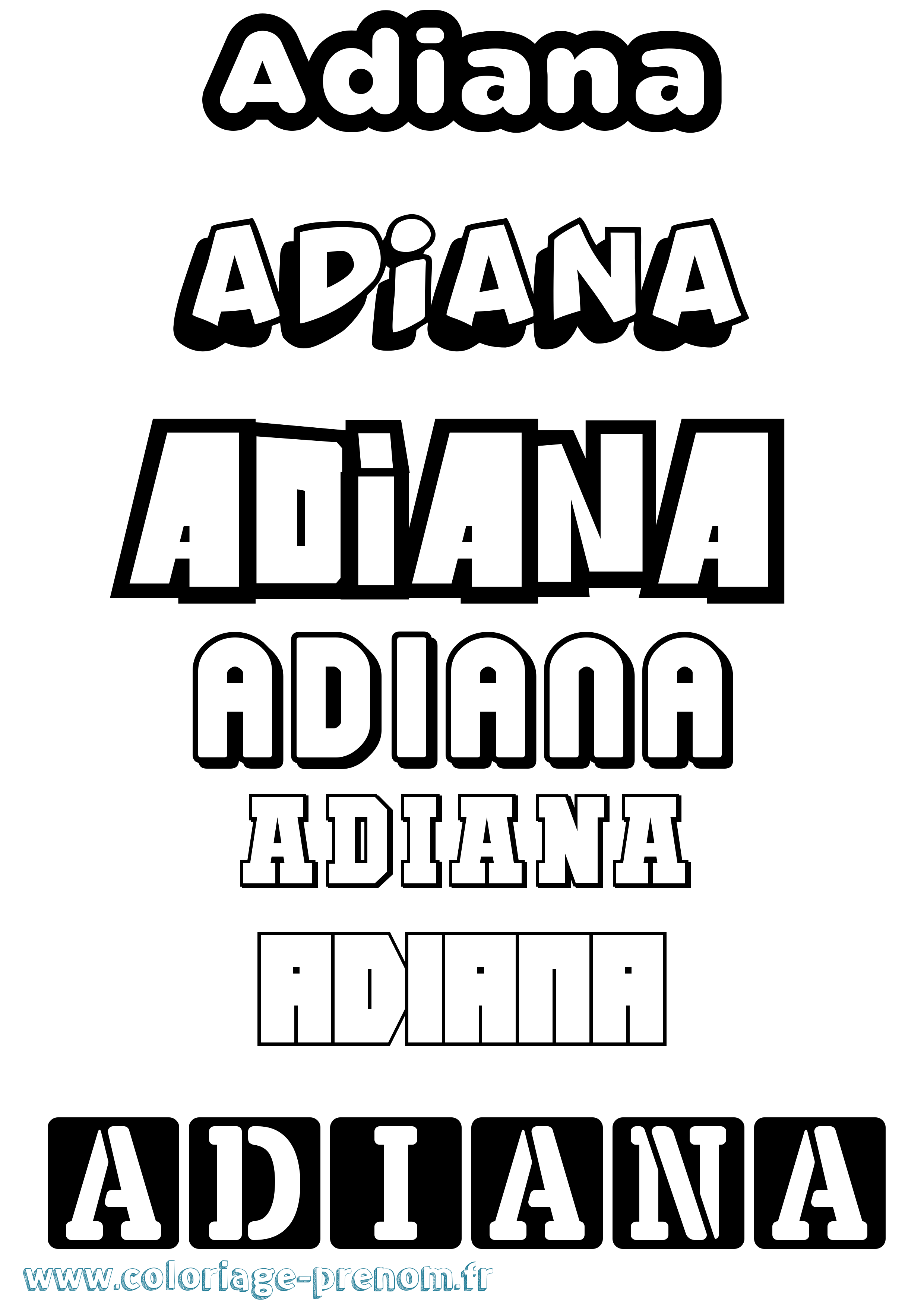 Coloriage prénom Adiana Simple