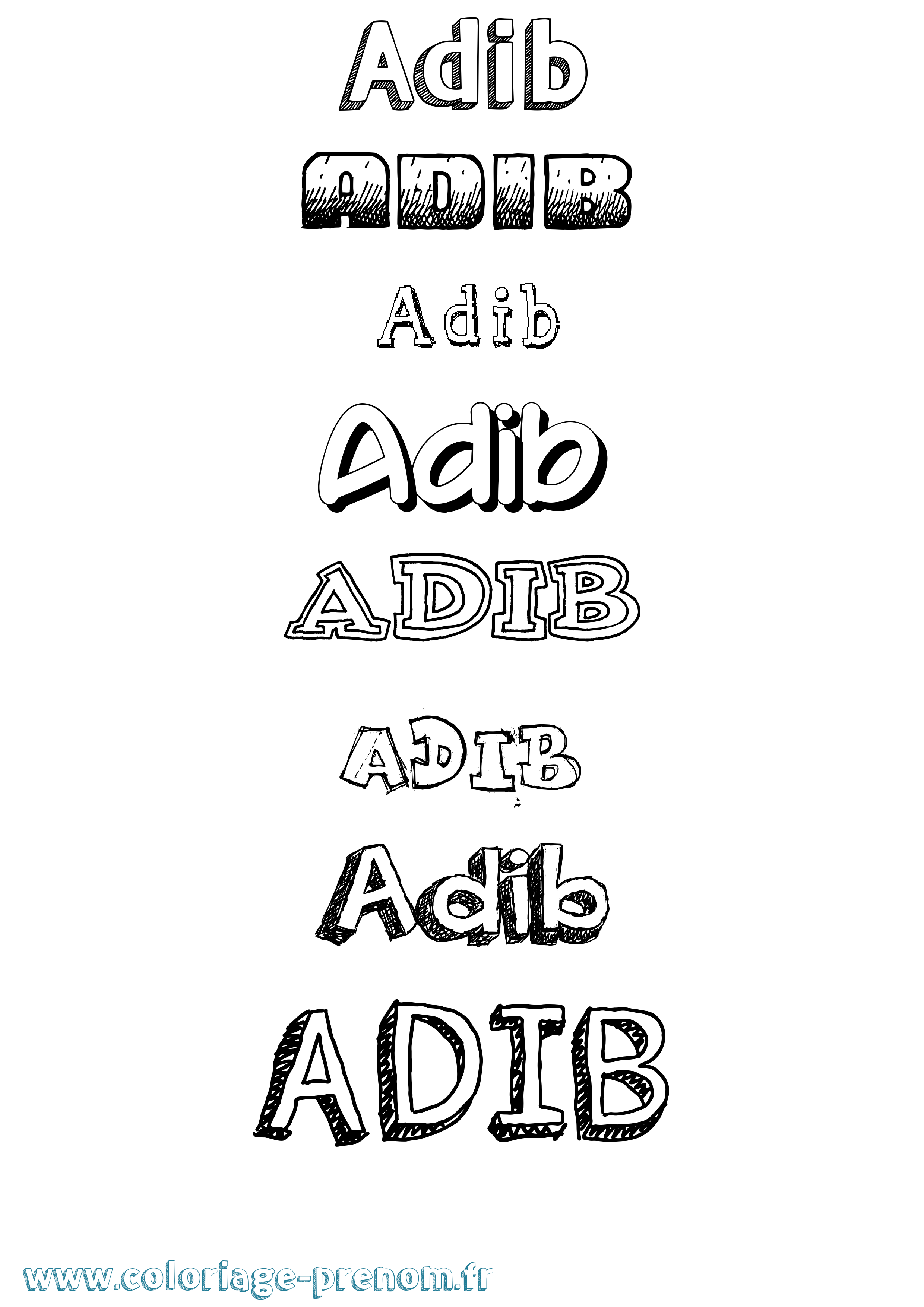 Coloriage prénom Adib Dessiné