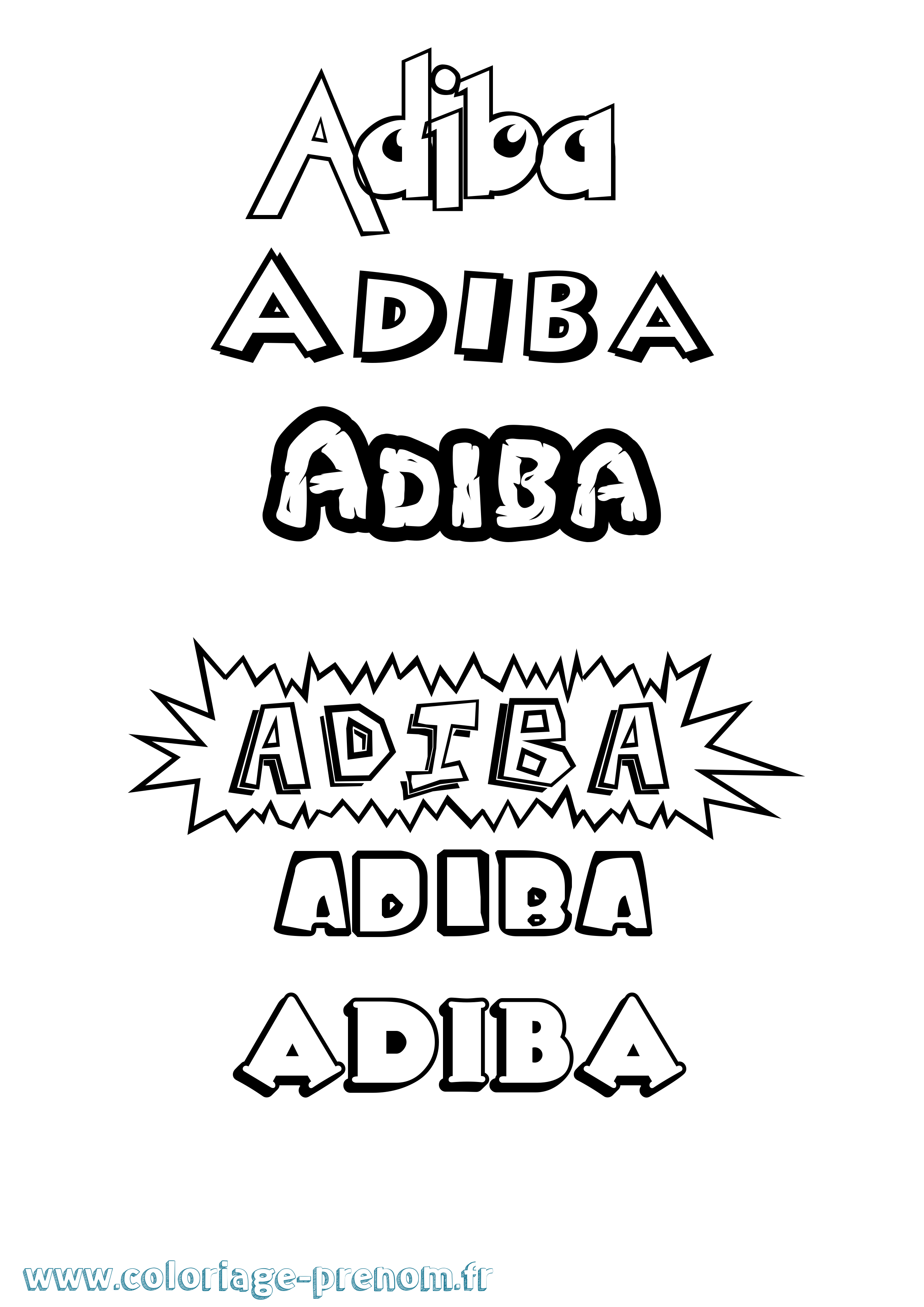 Coloriage prénom Adiba Dessin Animé