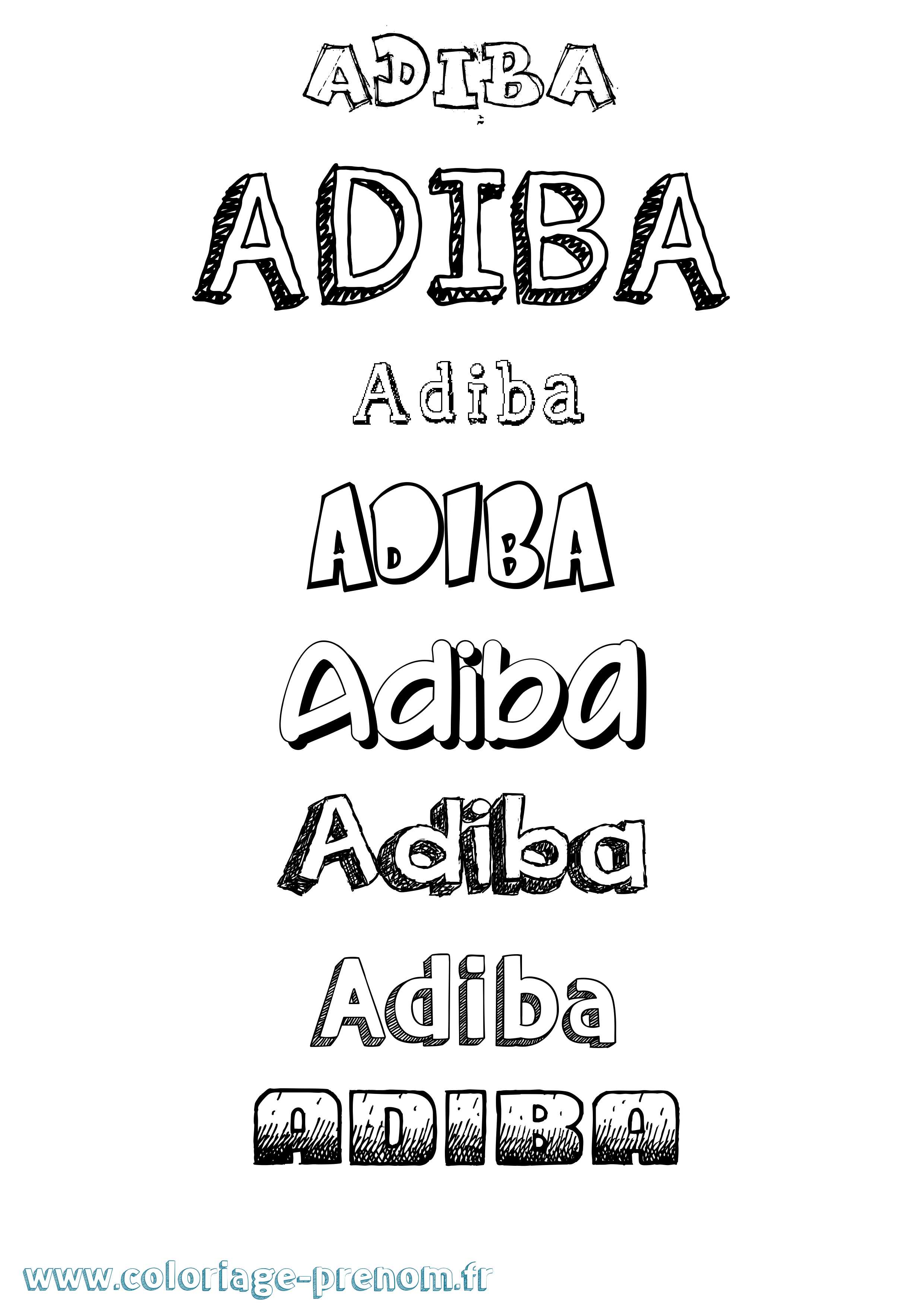 Coloriage prénom Adiba Dessiné