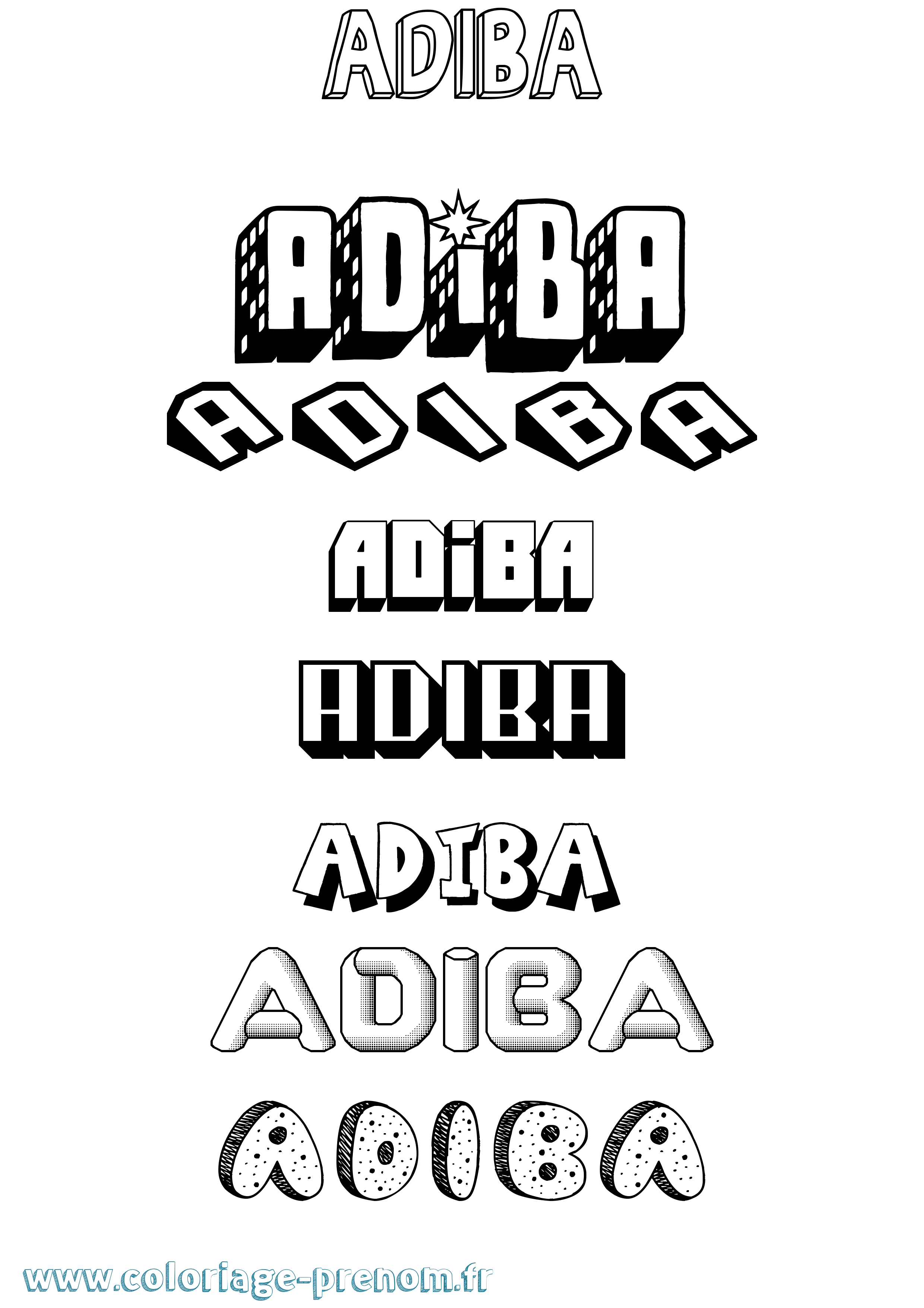 Coloriage prénom Adiba Effet 3D
