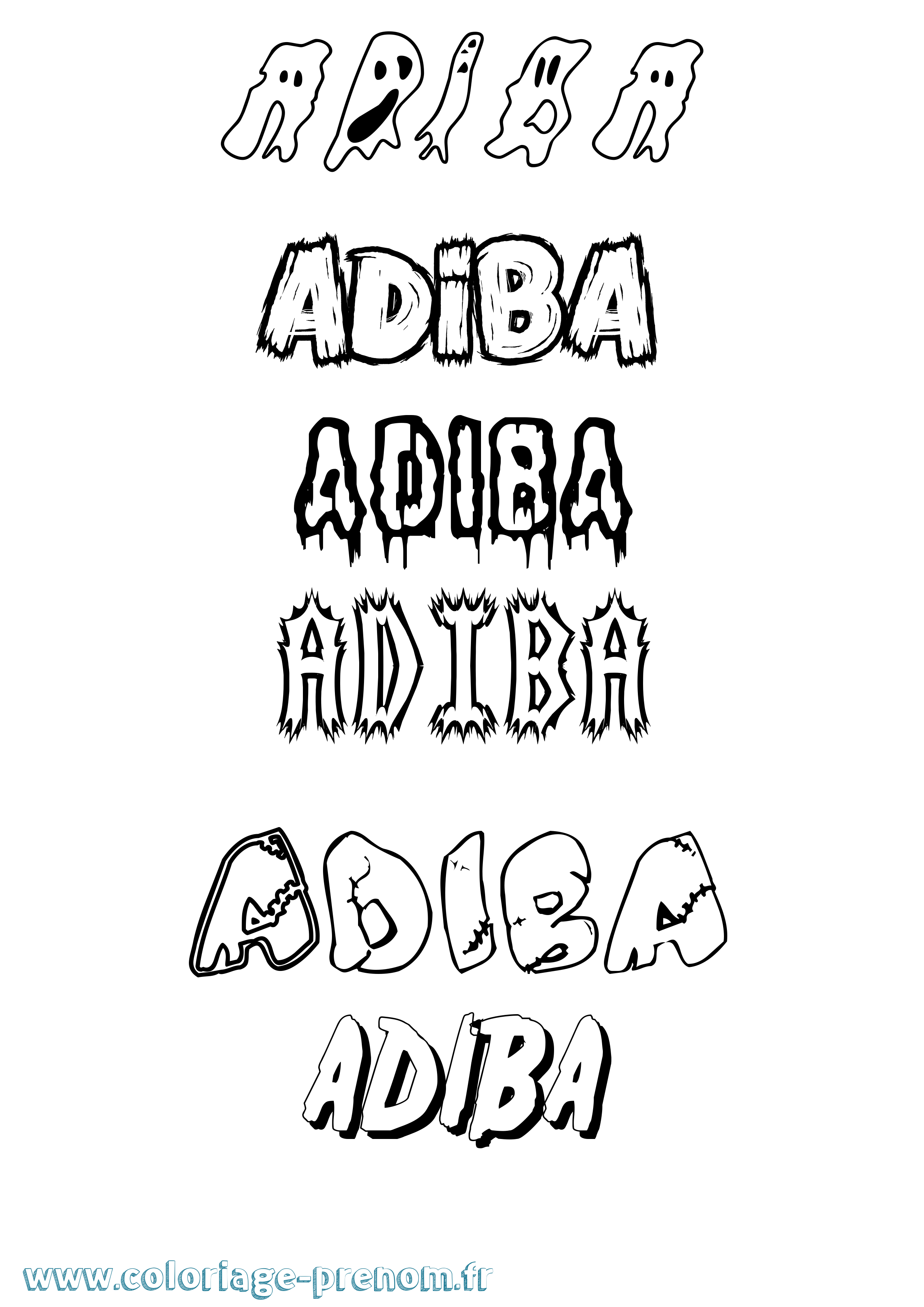 Coloriage prénom Adiba Frisson