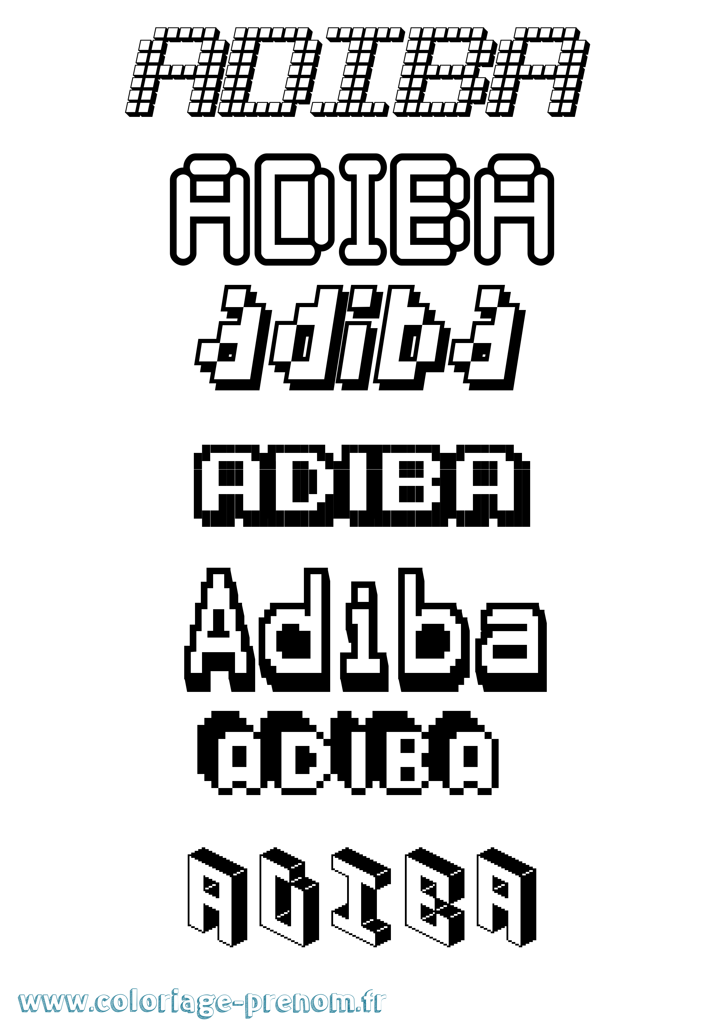 Coloriage prénom Adiba Pixel