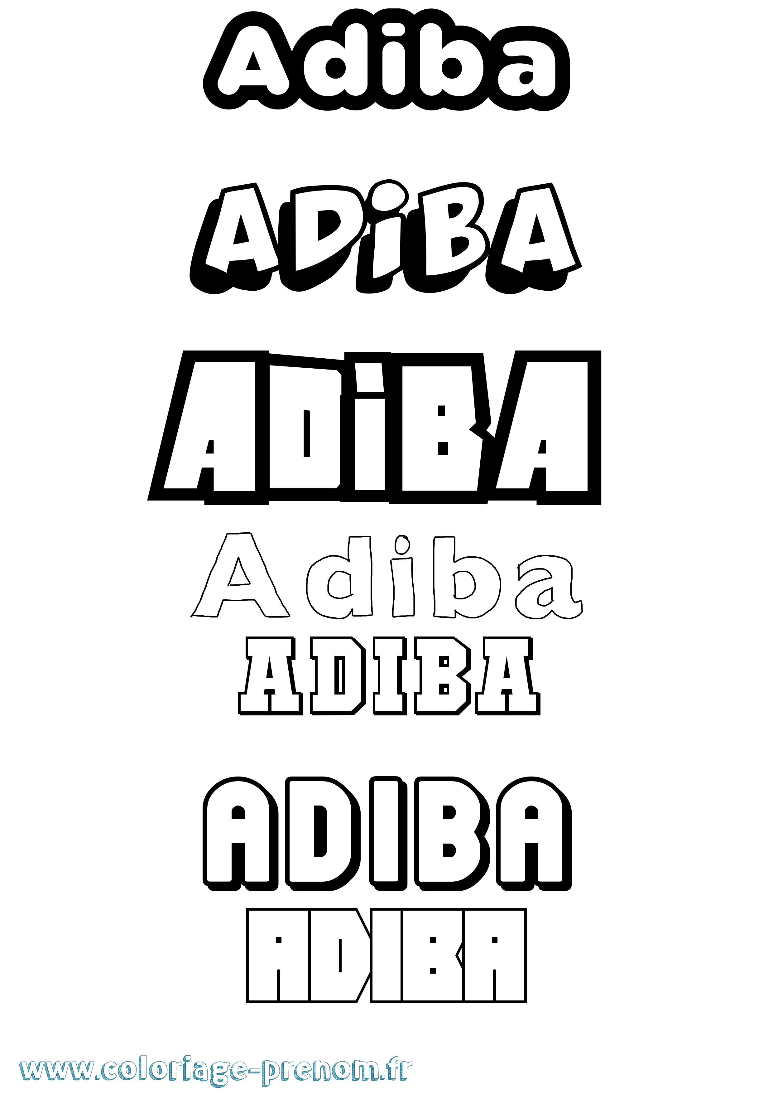 Coloriage prénom Adiba Simple
