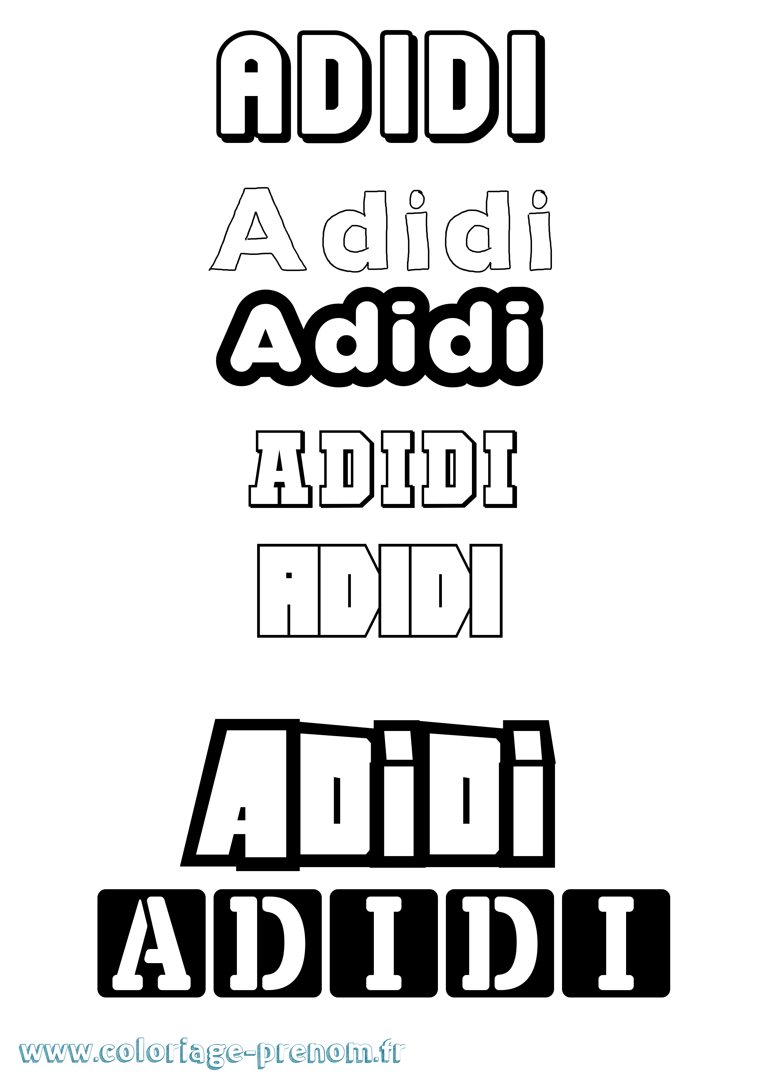 Coloriage prénom Adidi Simple