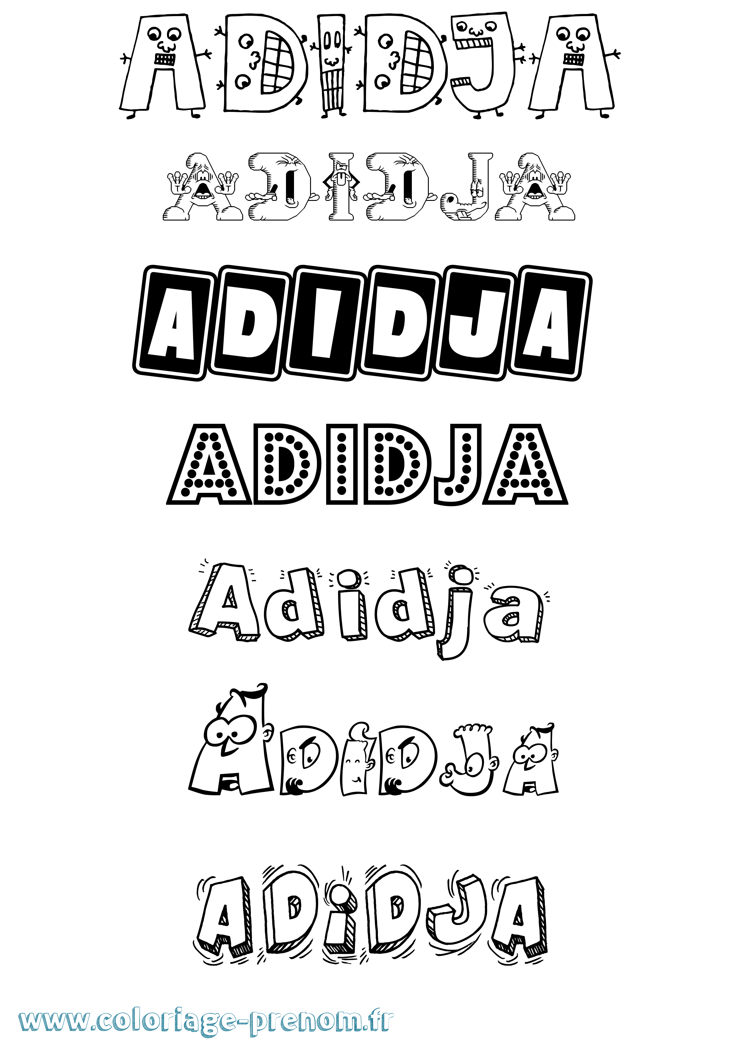 Coloriage prénom Adidja Fun