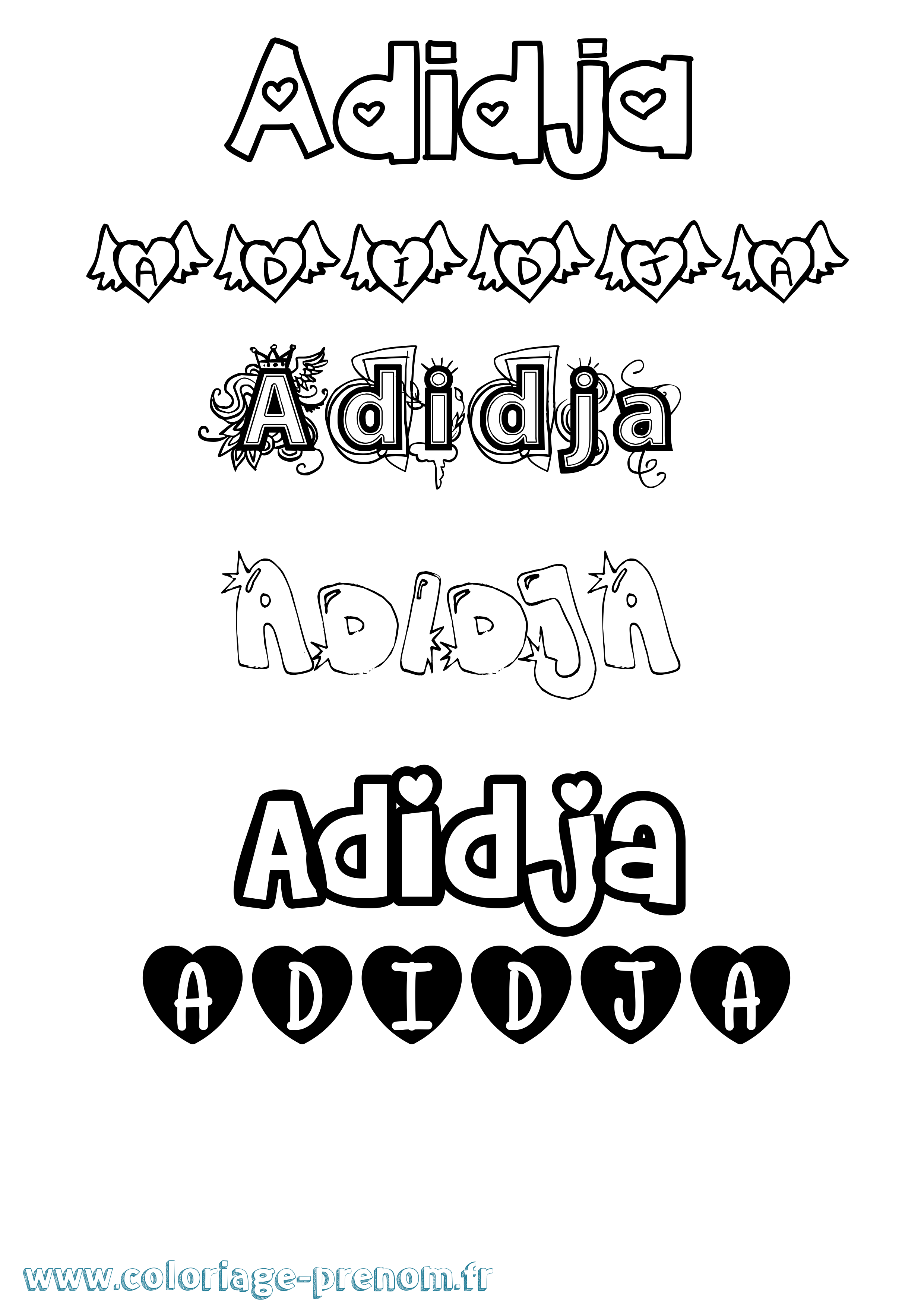 Coloriage prénom Adidja Girly