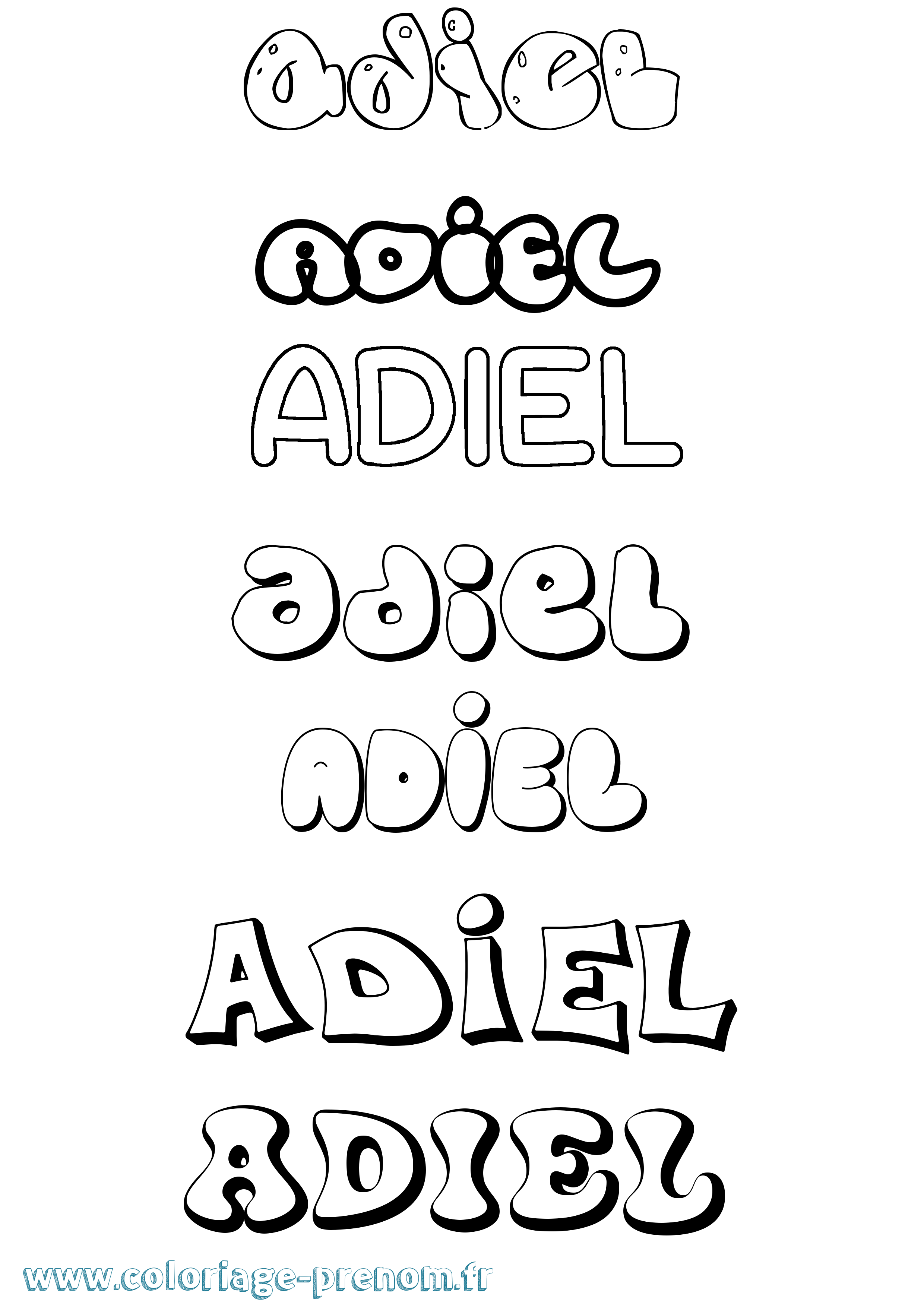 Coloriage prénom Adiel Bubble