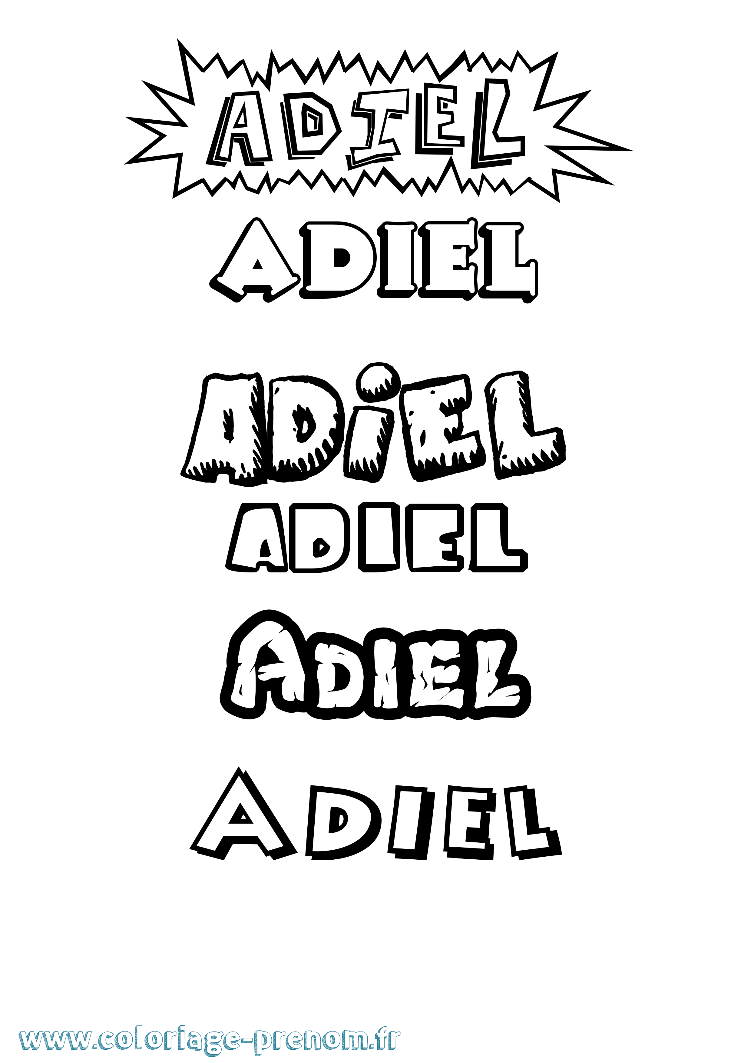 Coloriage prénom Adiel Dessin Animé