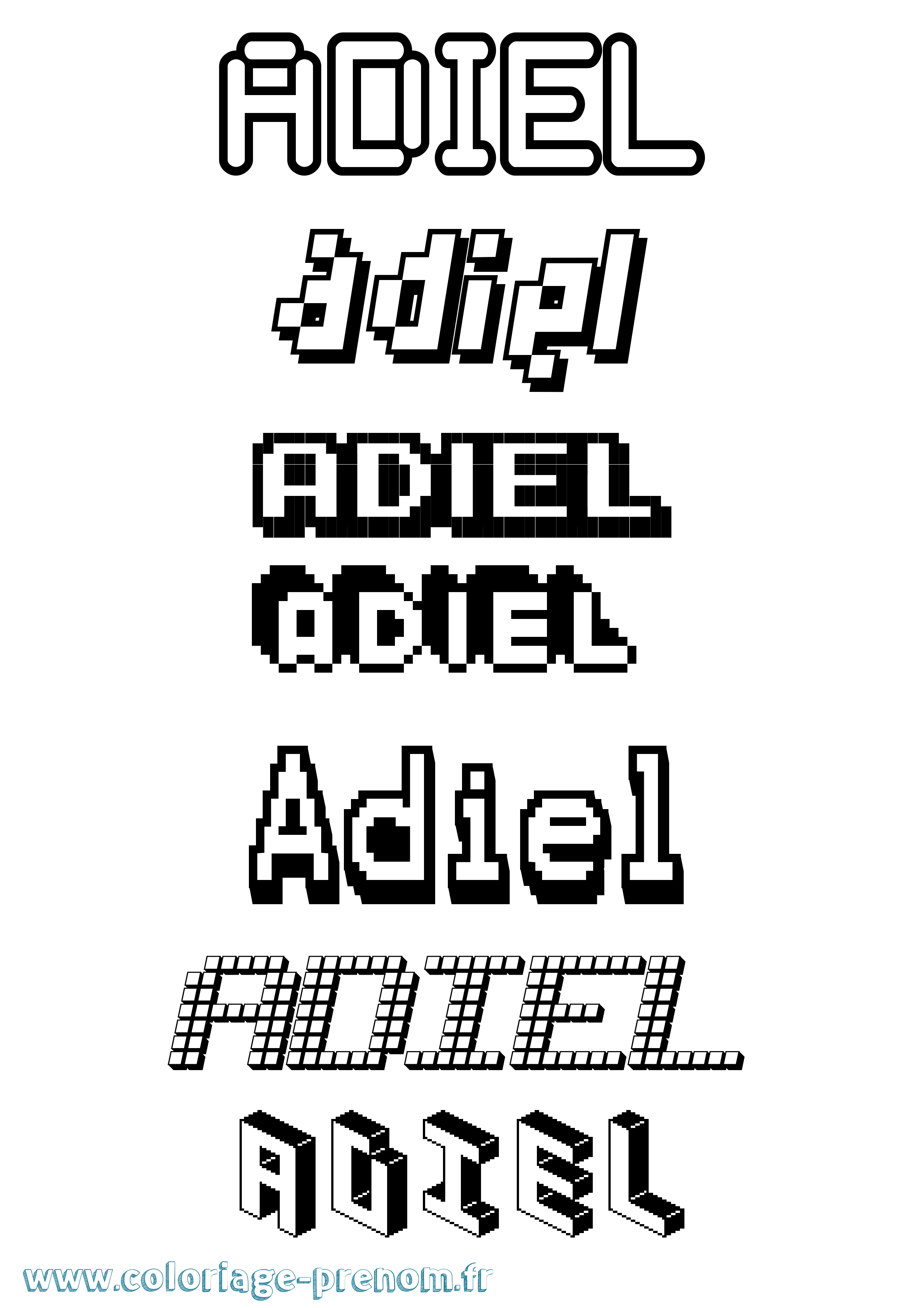 Coloriage prénom Adiel Pixel