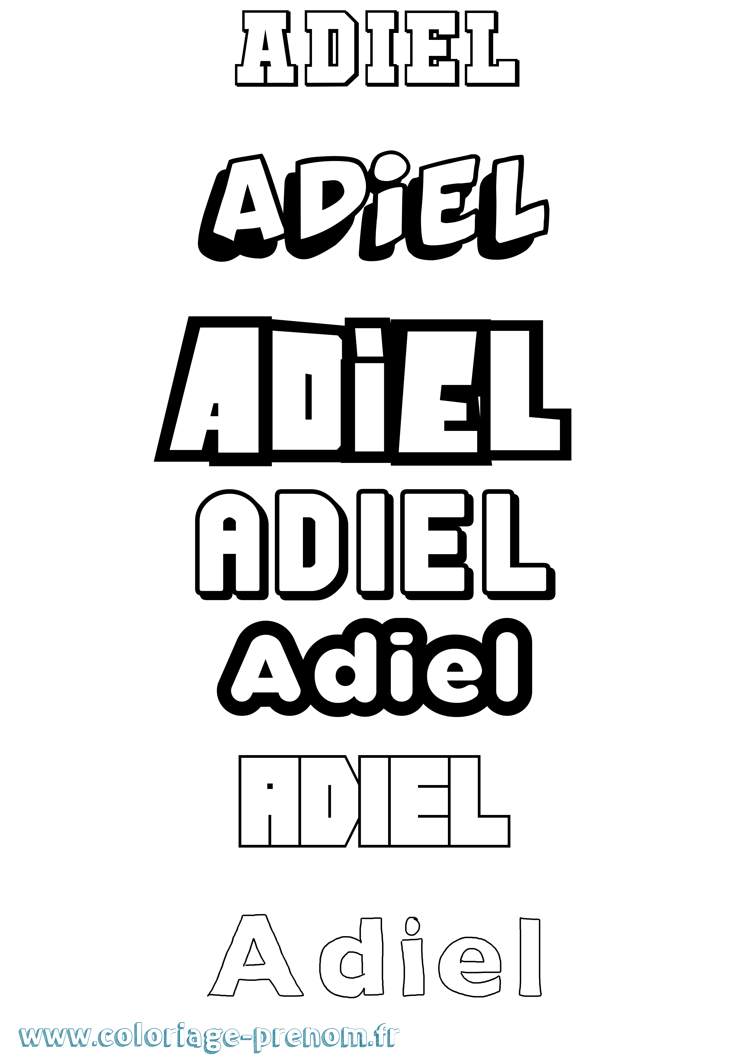 Coloriage prénom Adiel Simple