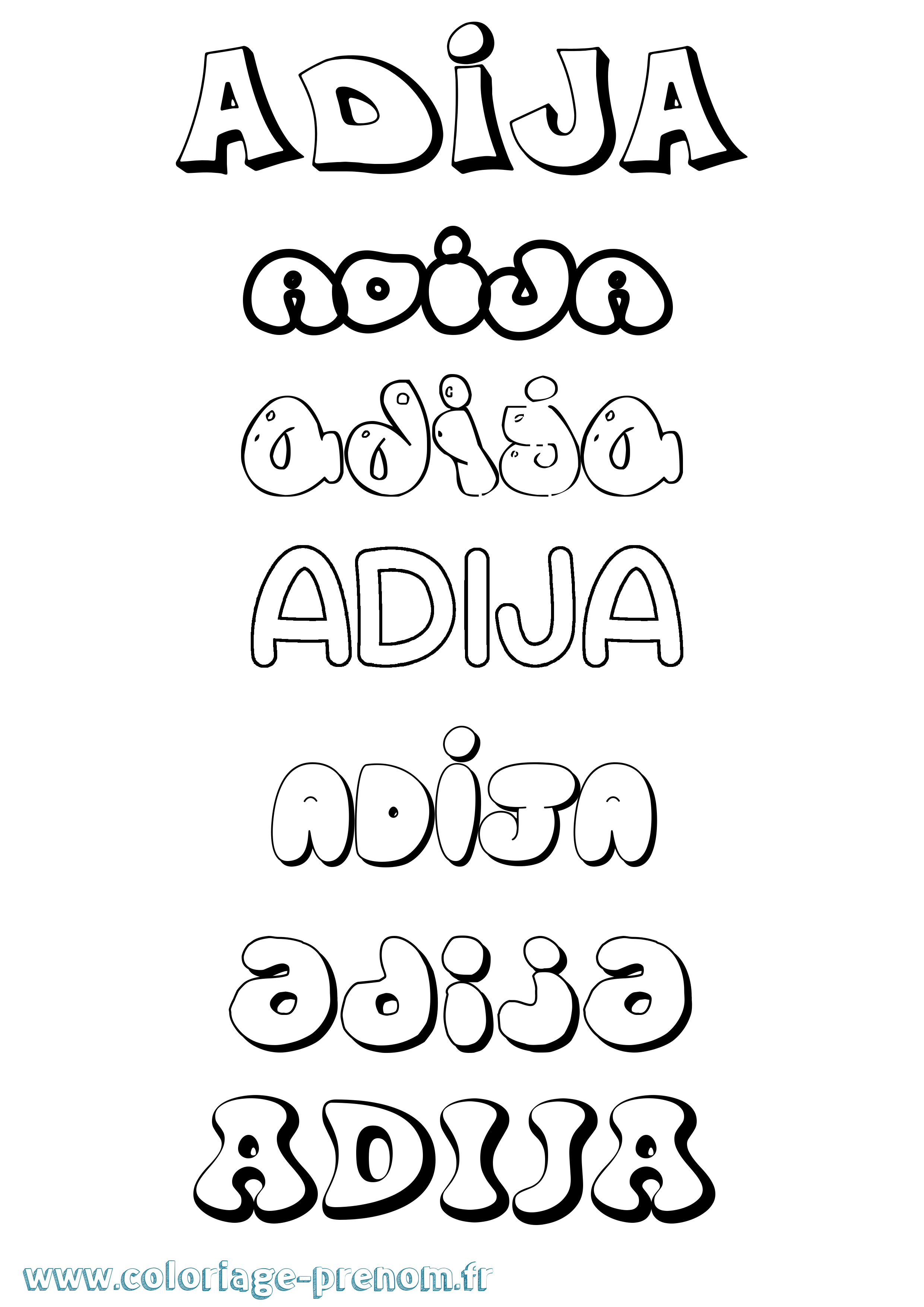 Coloriage Adija Bubble Coloriage prénom Adija Bubble
