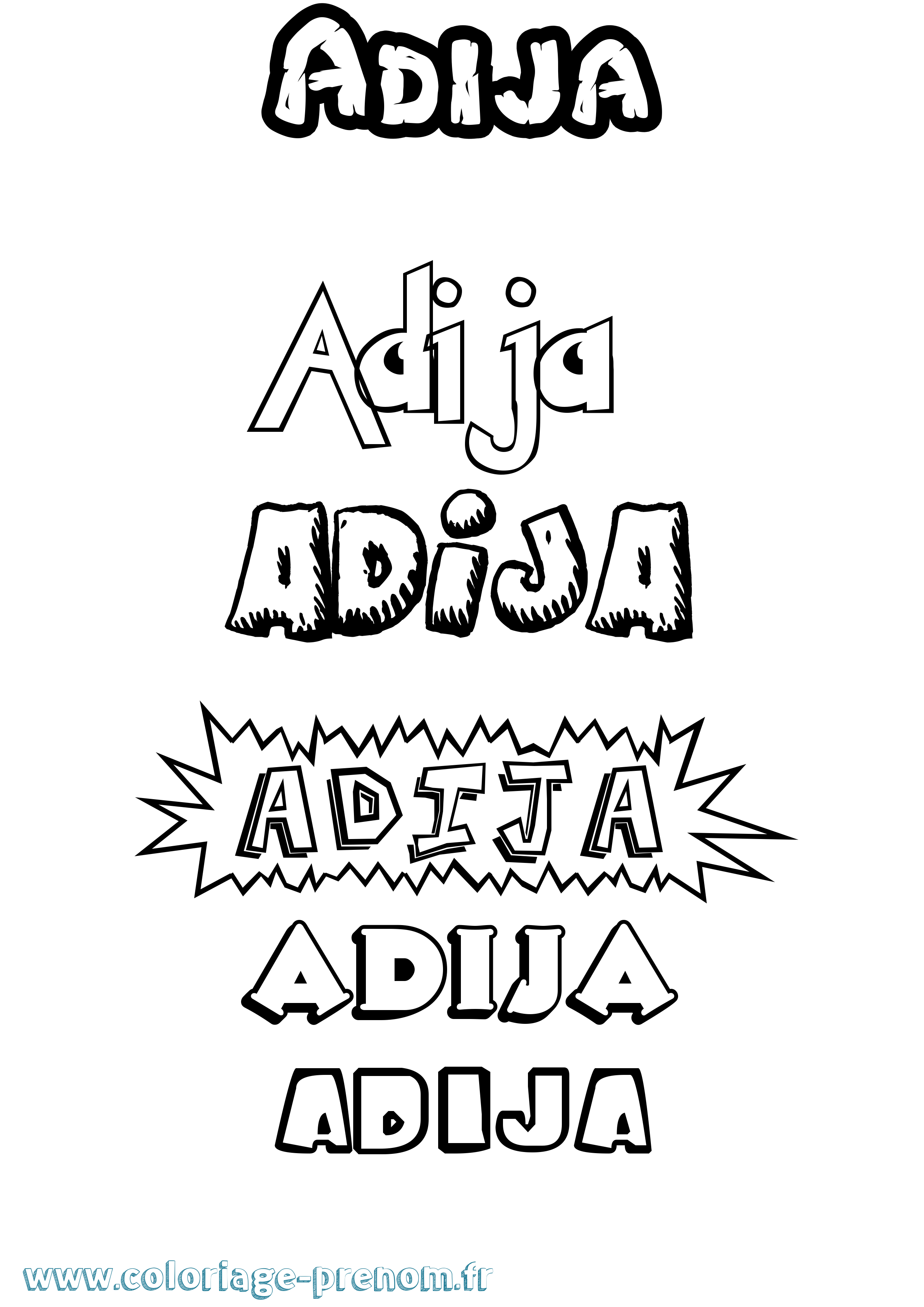 Coloriage Adija Dessin Animé Coloriage prénom Adija Dessin Animé