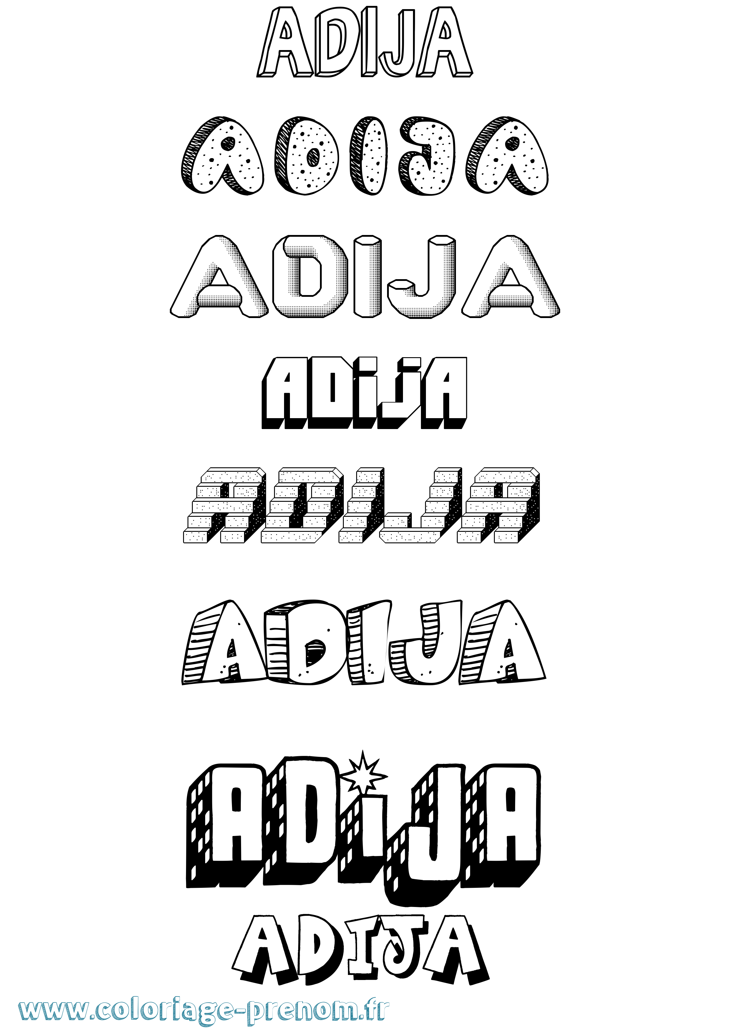 Coloriage Adija Effet 3D Coloriage prénom Adija Effet 3D