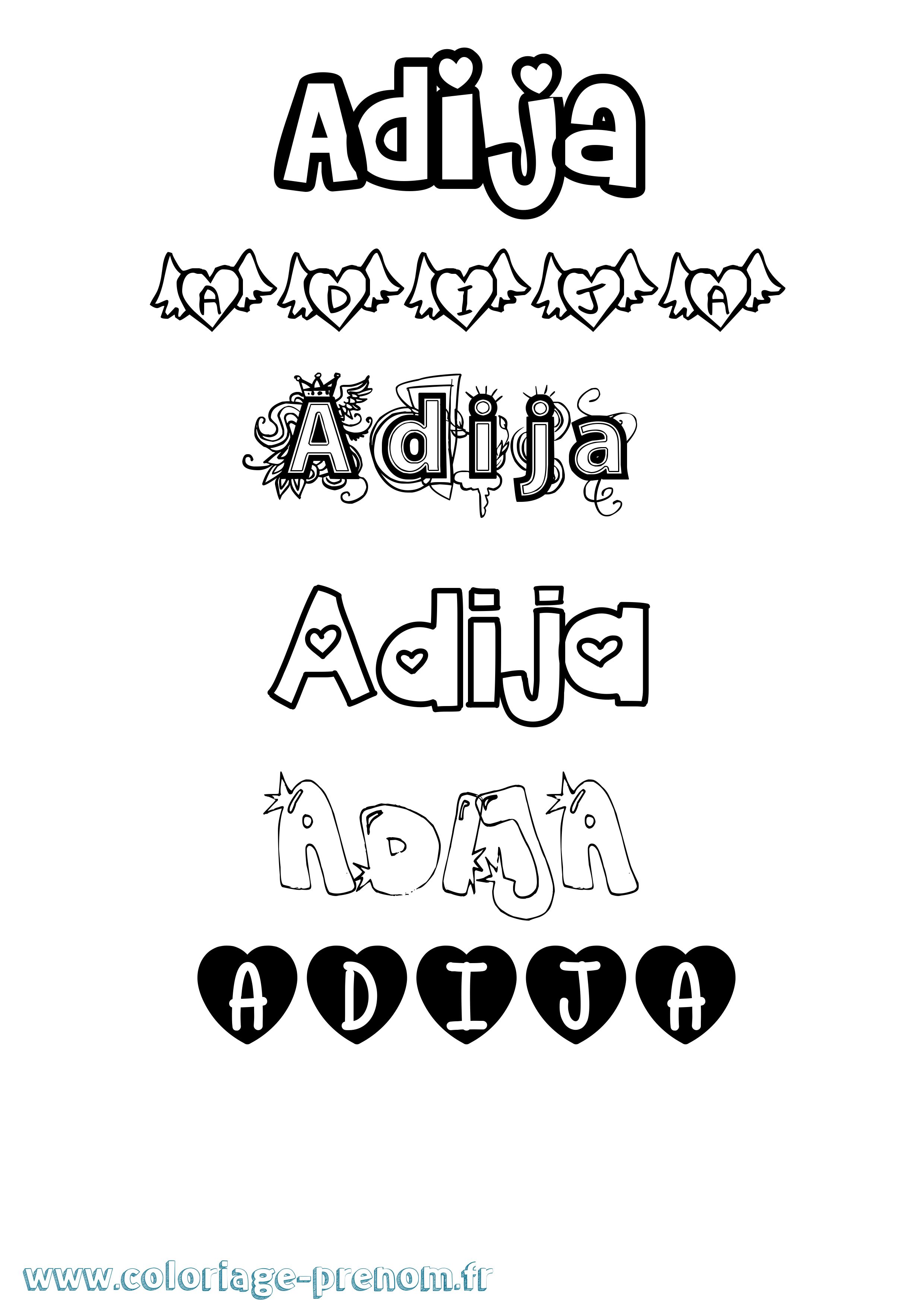 Coloriage Adija Girly Coloriage prénom Adija Girly