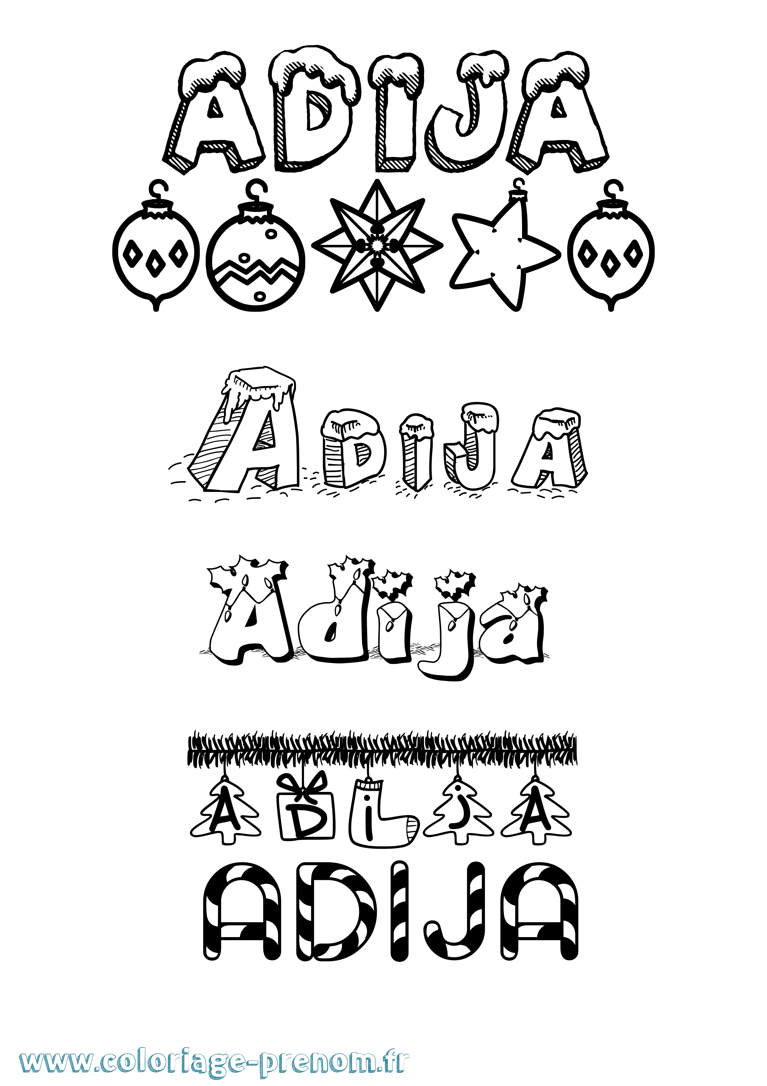 Coloriage Adija Noël Coloriage prénom Adija Noël