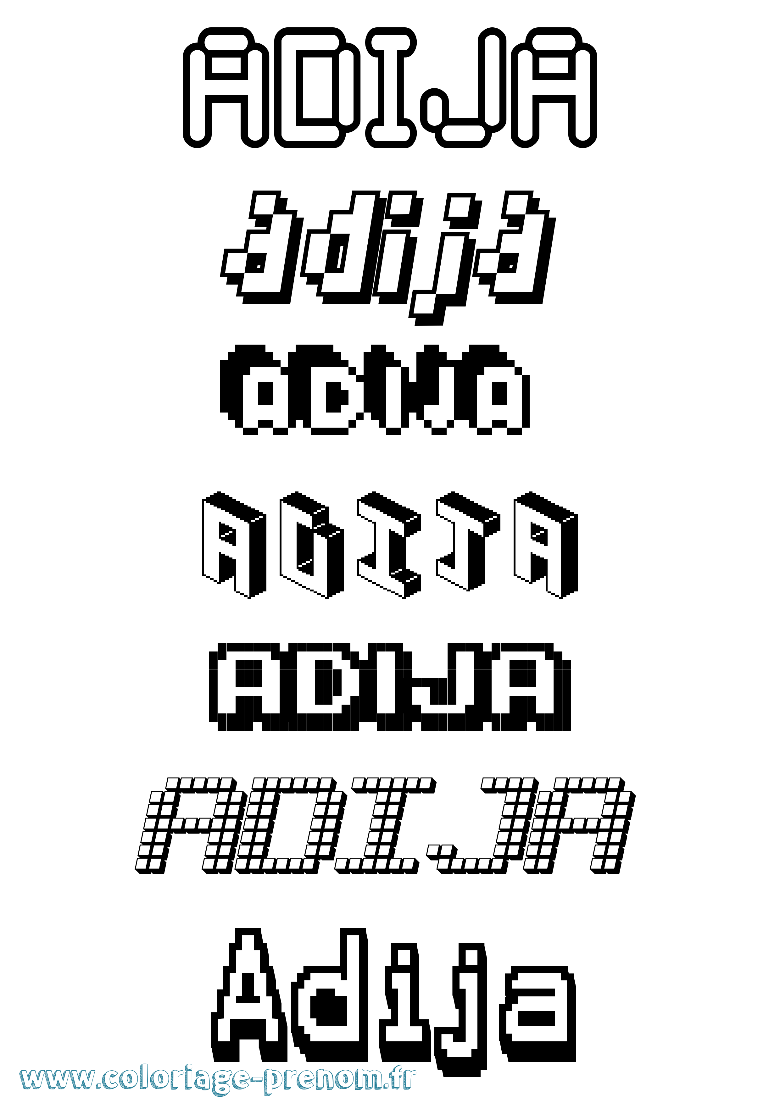 Coloriage Adija Pixel Coloriage prénom Adija Pixel