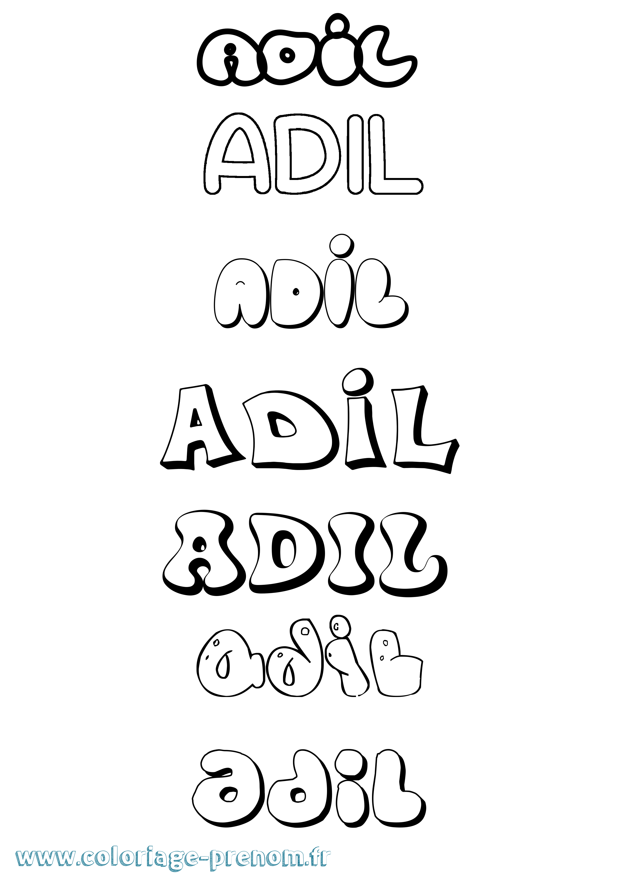 Coloriage prénom Adil Bubble