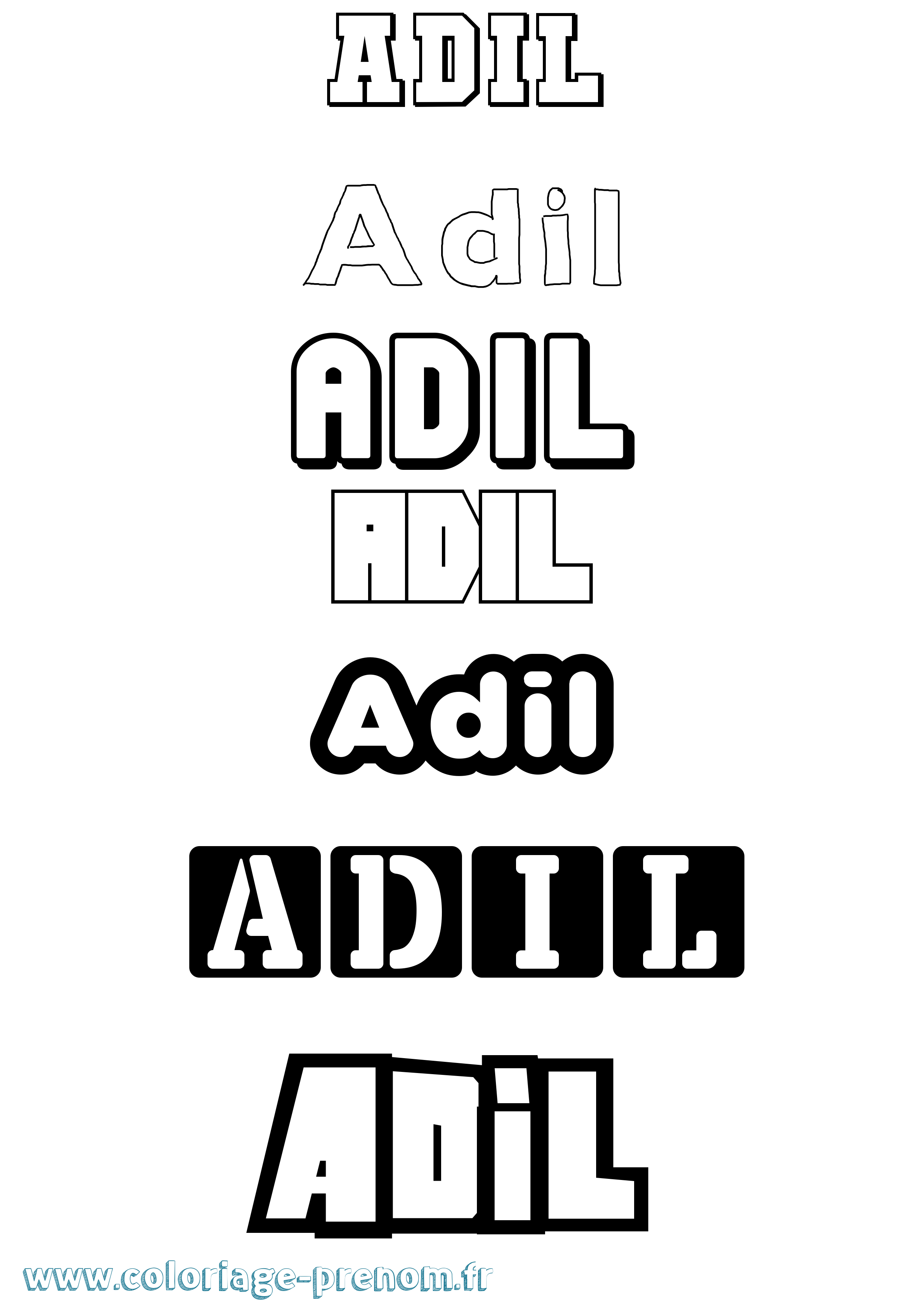 Coloriage prénom Adil Simple