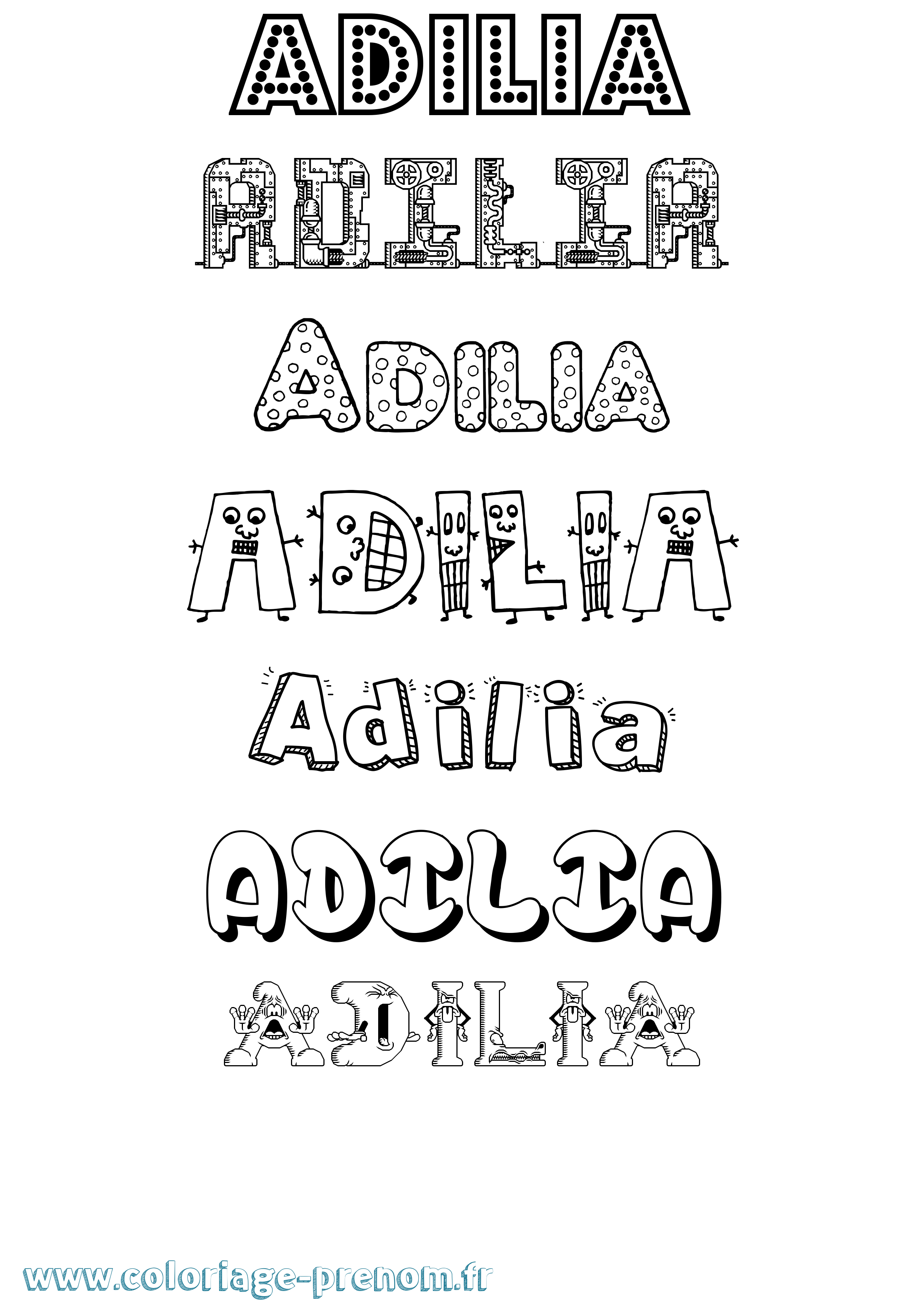 Coloriage prénom Adilia Fun