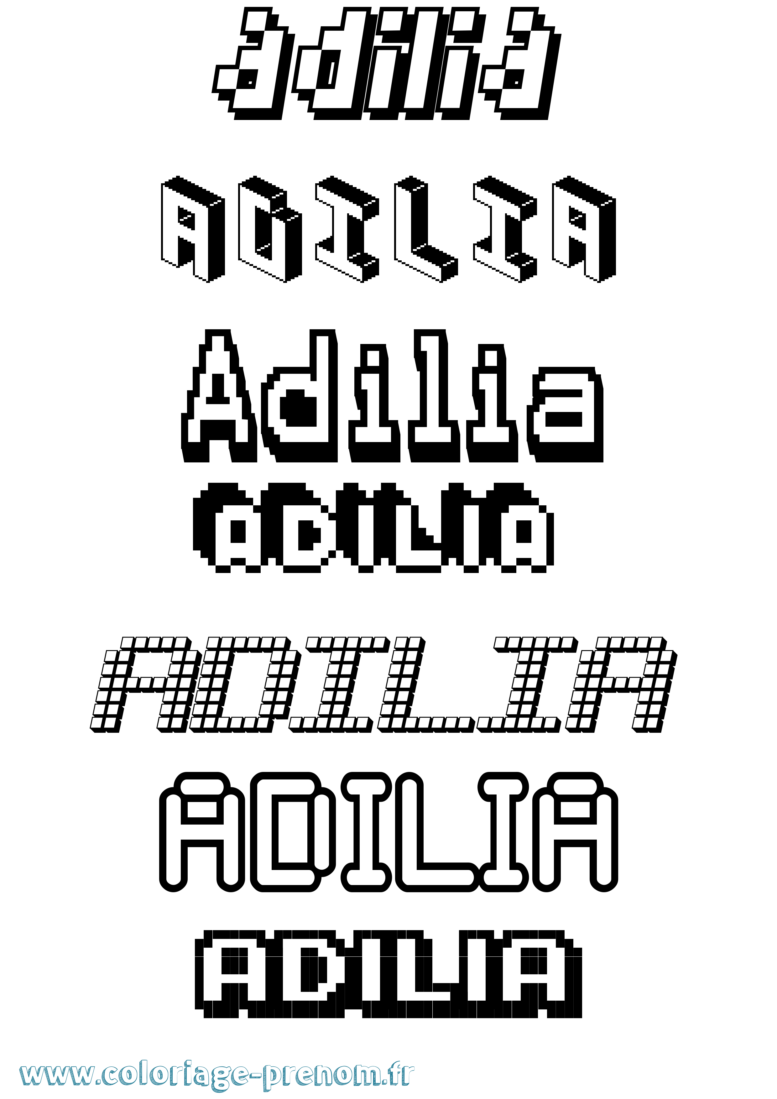 Coloriage prénom Adilia Pixel