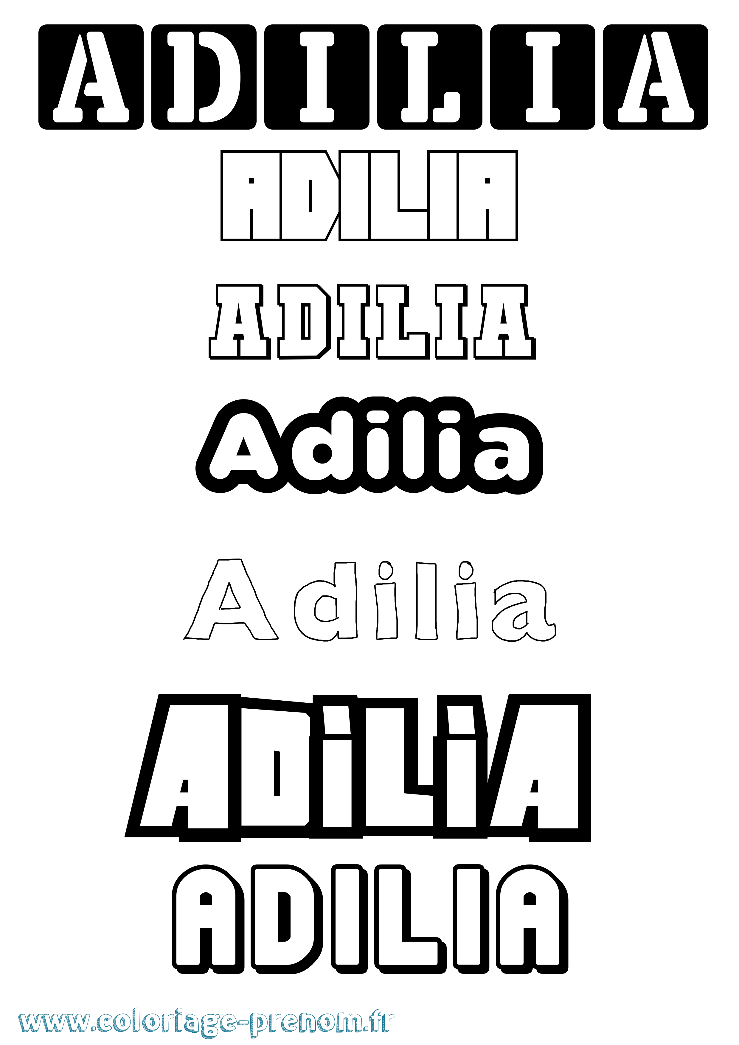 Coloriage prénom Adilia Simple