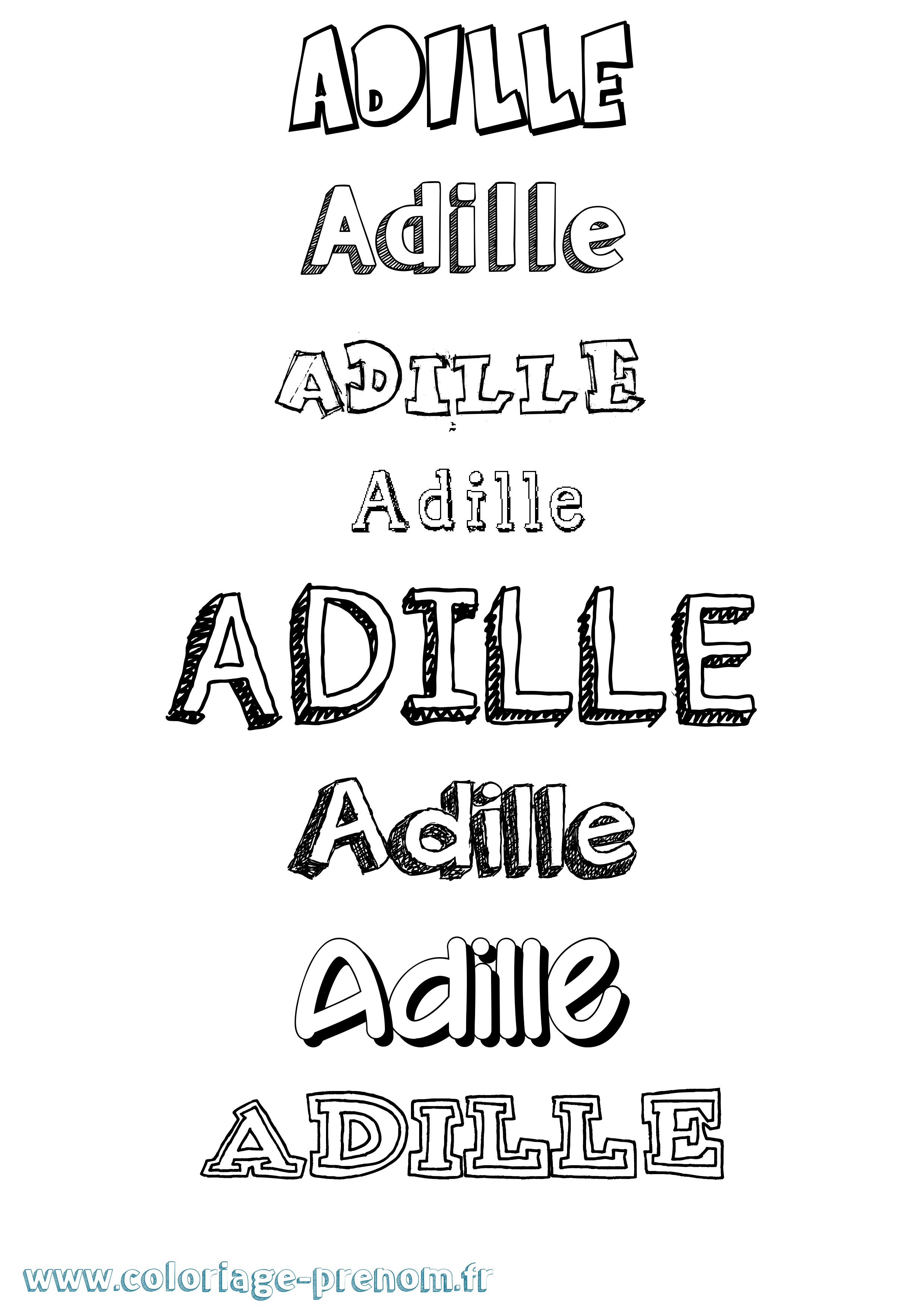 Coloriage prénom Adille Dessiné