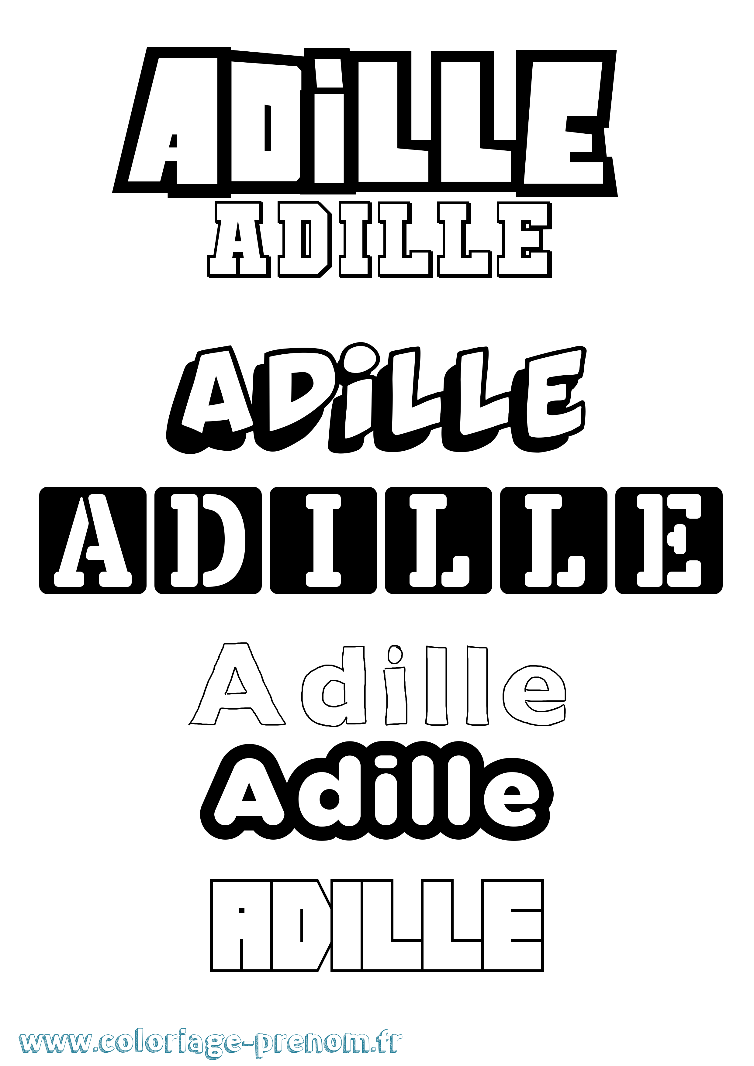 Coloriage prénom Adille Simple
