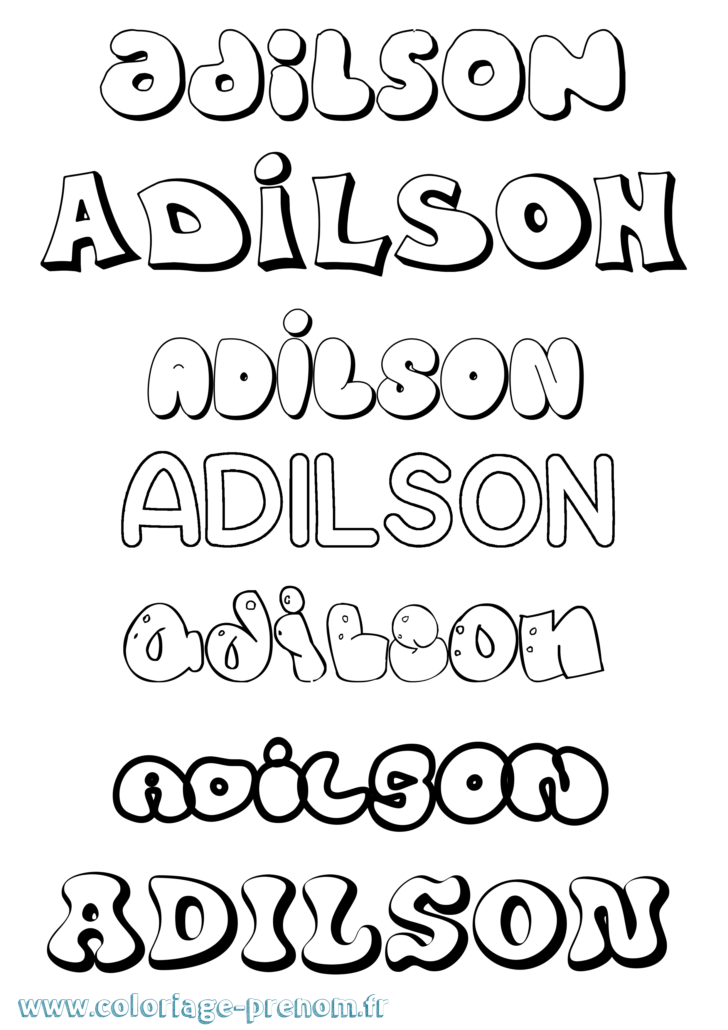 Coloriage prénom Adilson Bubble