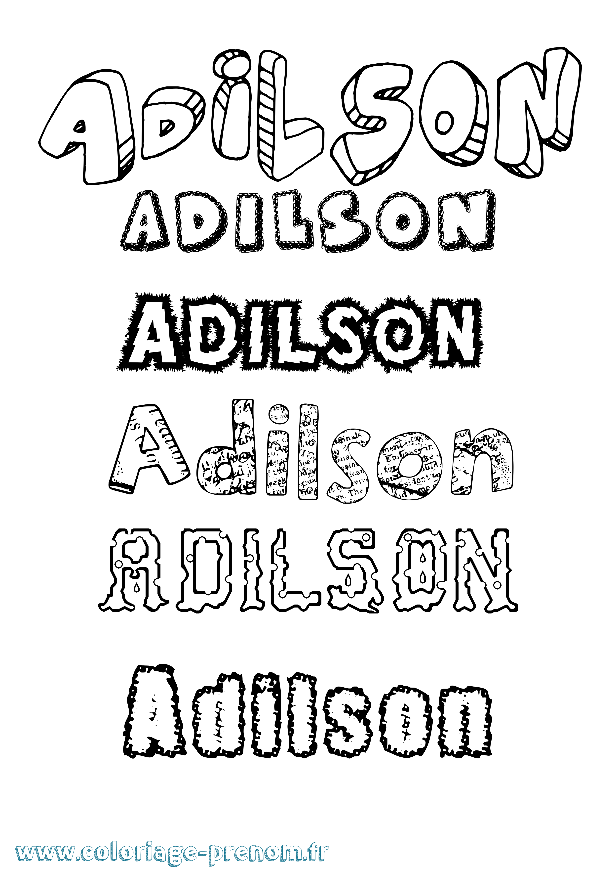 Coloriage prénom Adilson Destructuré