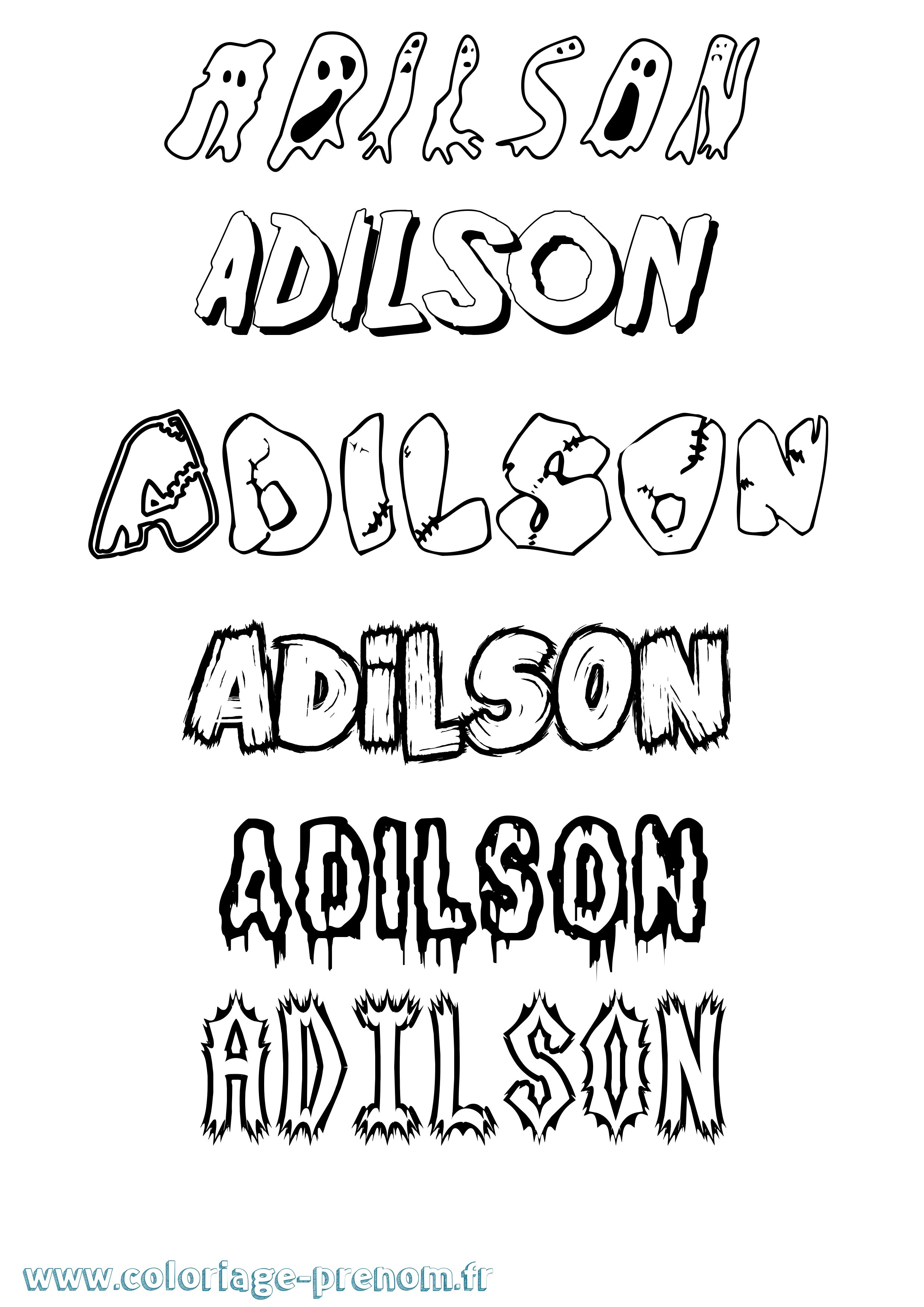 Coloriage prénom Adilson Frisson
